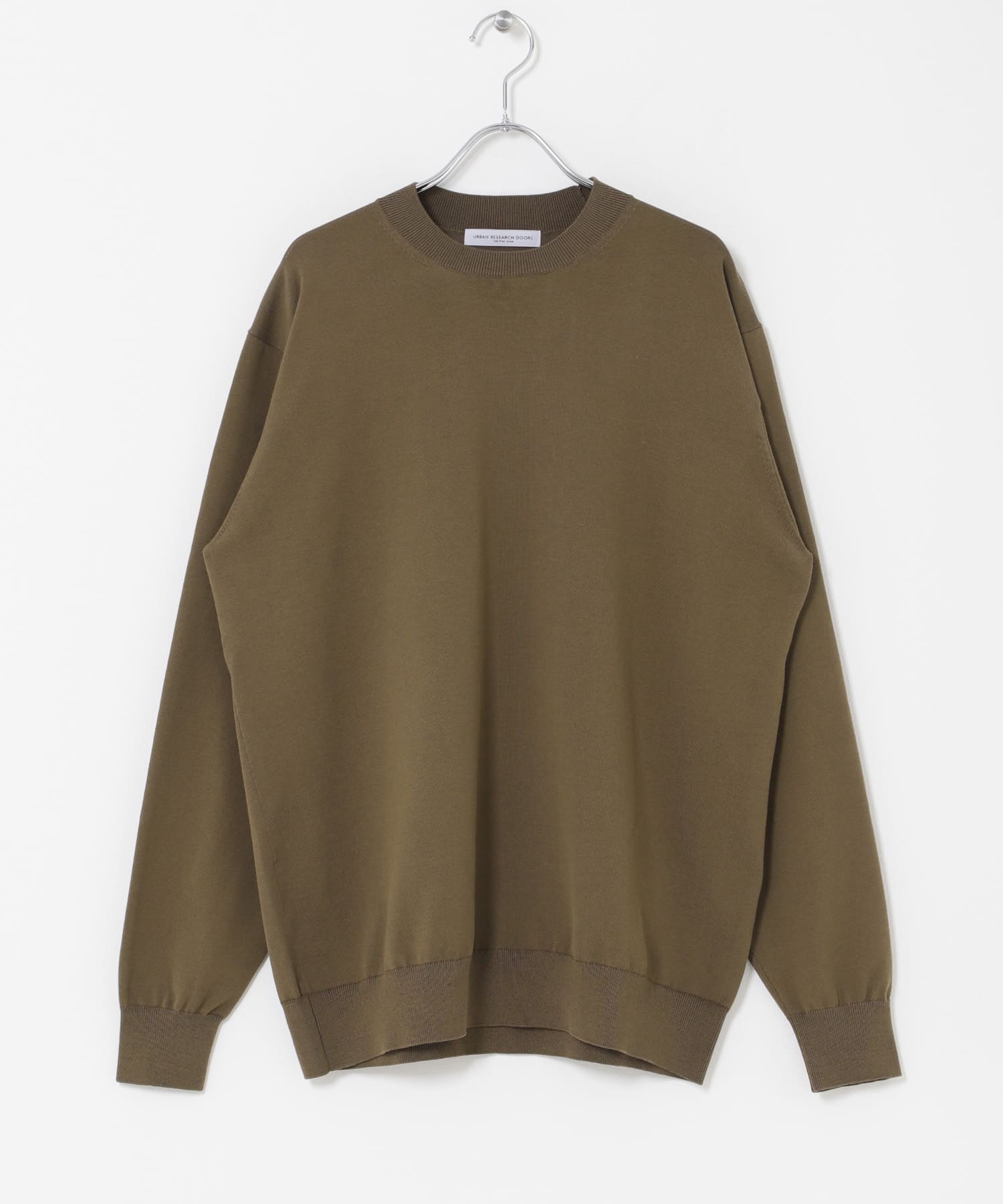 LIFE STYLE TAILOR　ハイゲージクルーネック長袖ニット KHK MOCHA M