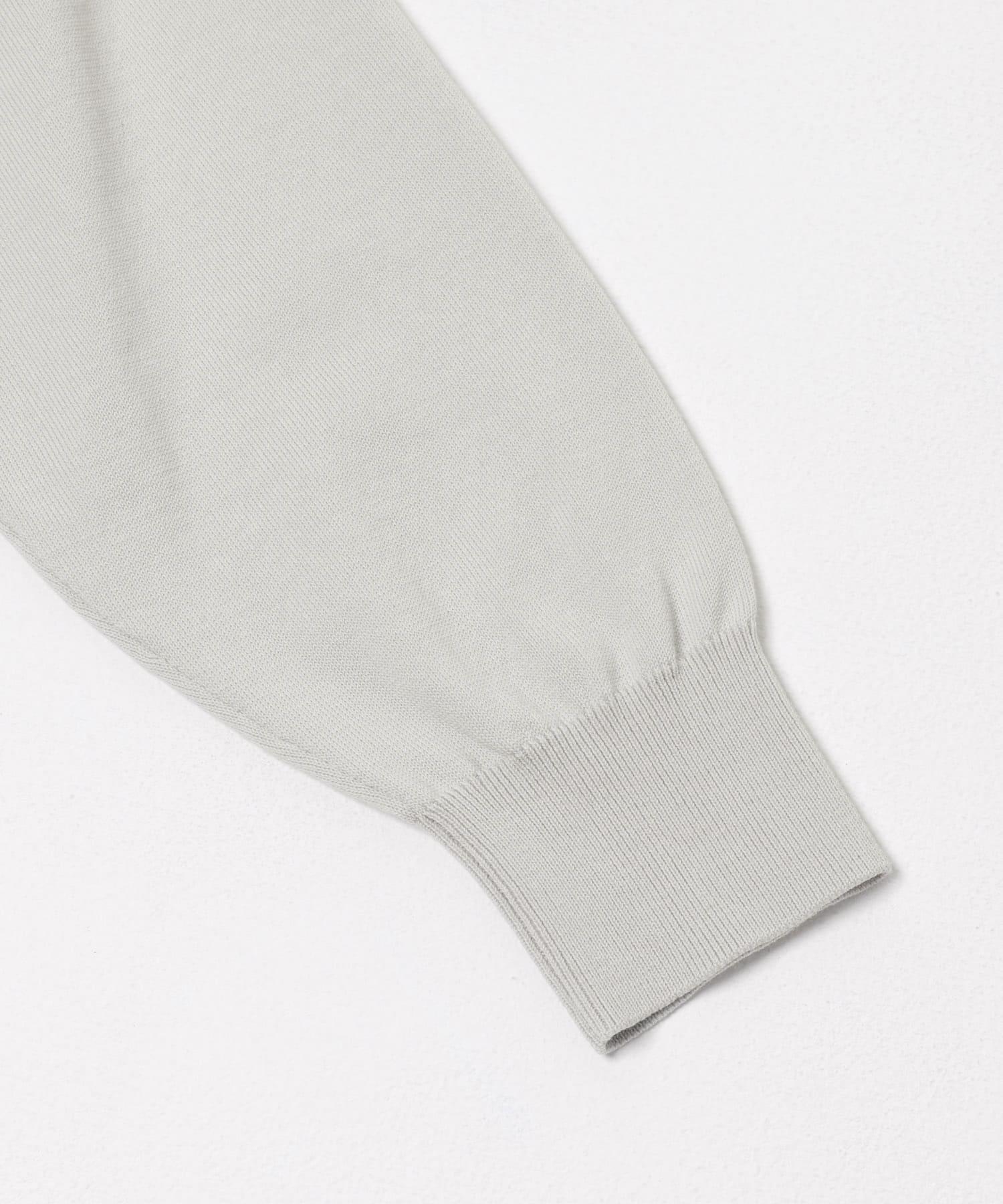 LIFE STYLE TAILOR　ハイゲージクルーネック長袖ニット GRY WHITE M