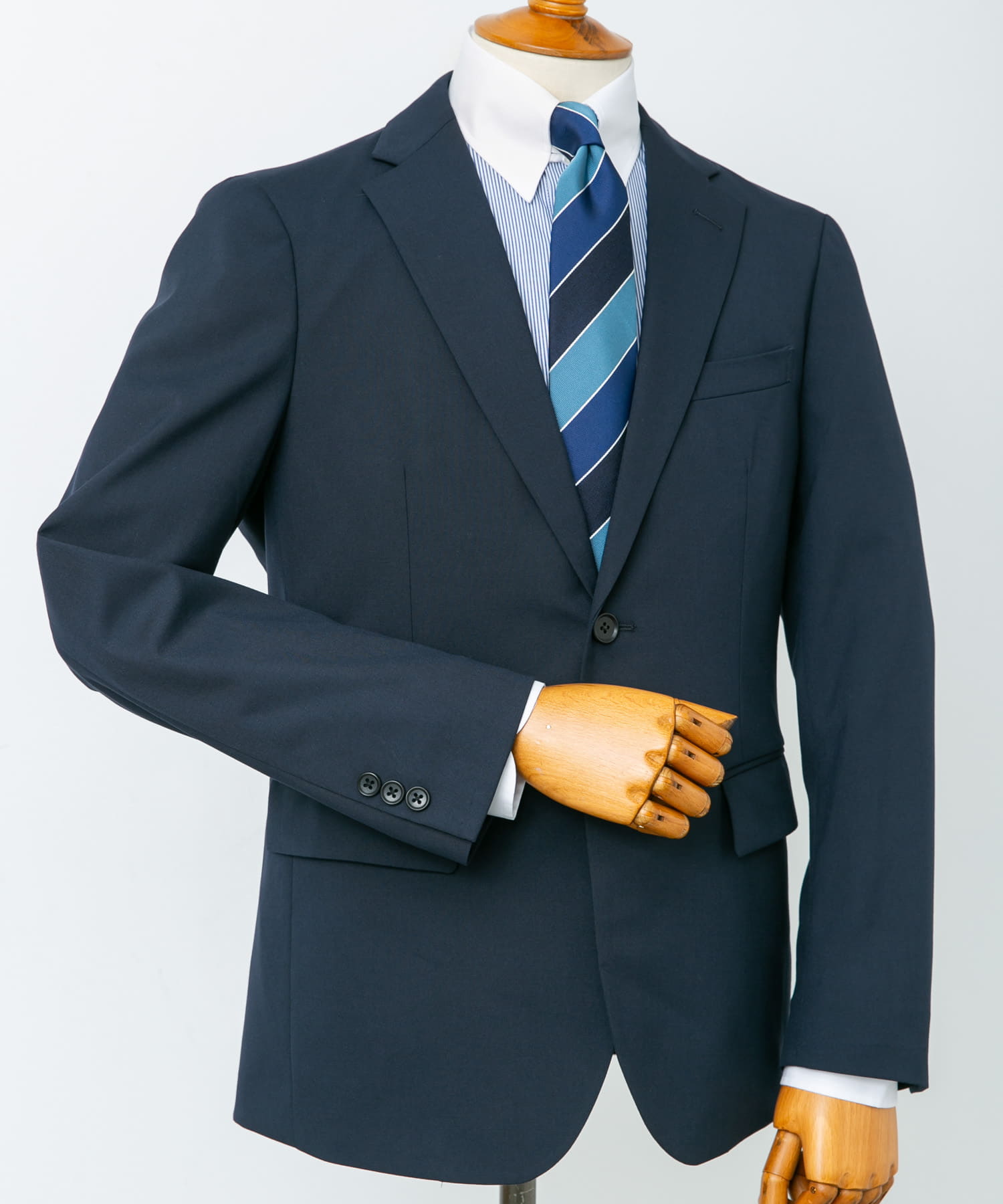 LIFE STYLE TAILOR　ウールライクコンフォータブルスマートジャケット NAVY S