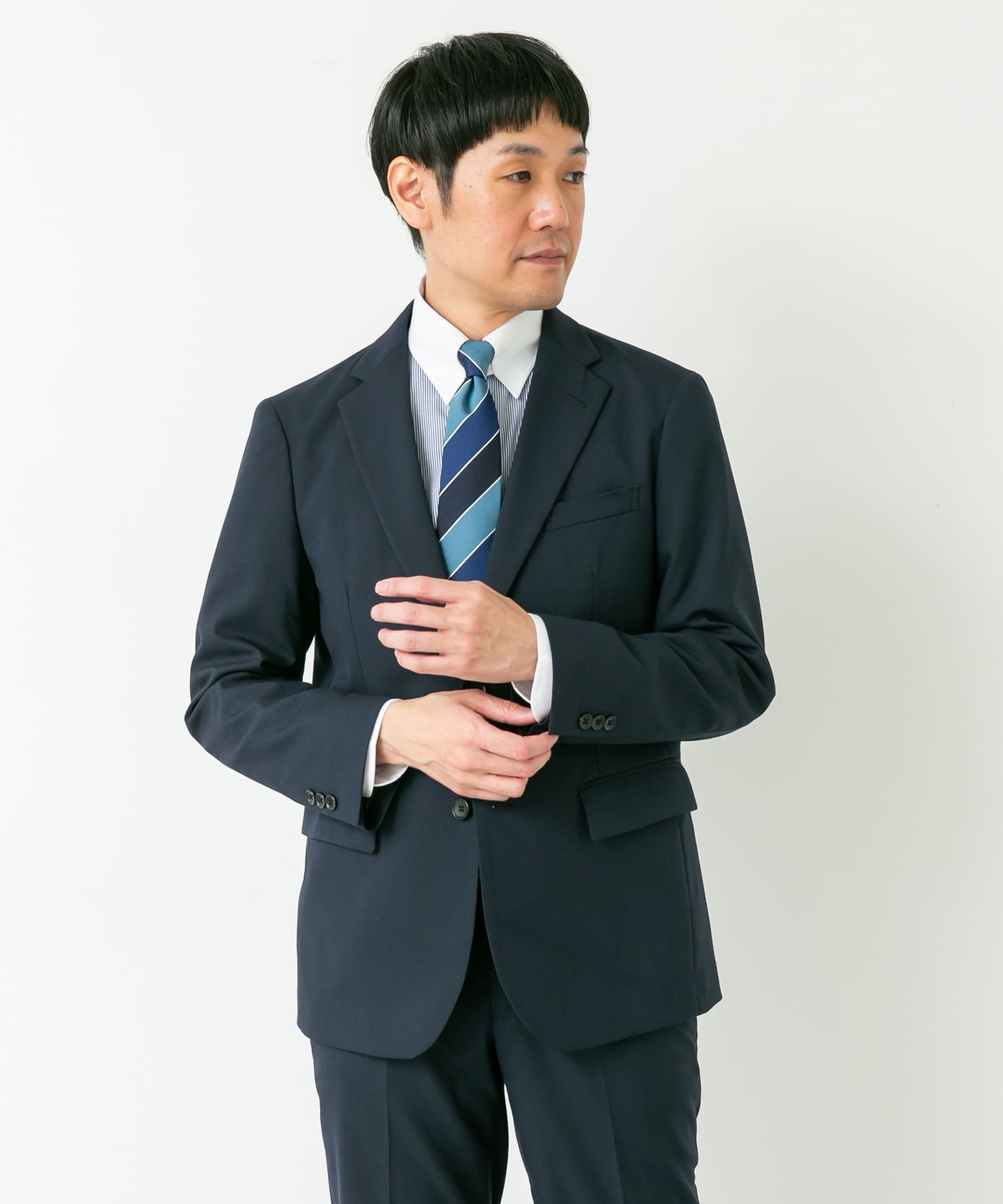 LIFE STYLE TAILOR　ウールライクコンフォータブルスマートジャケット NAVY M
