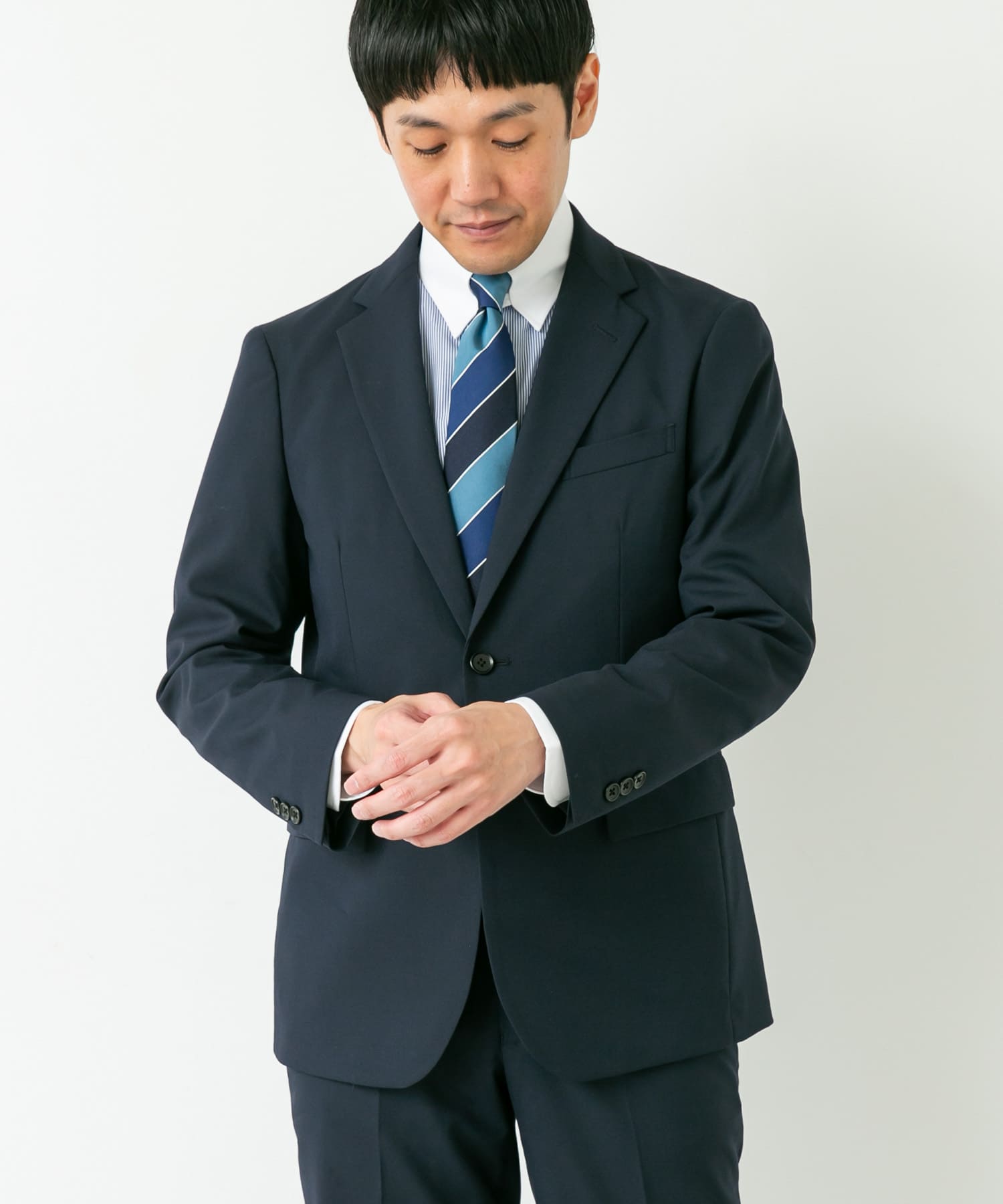 LIFE STYLE TAILOR　ウールライクコンフォータブルスマートジャケット NAVY M