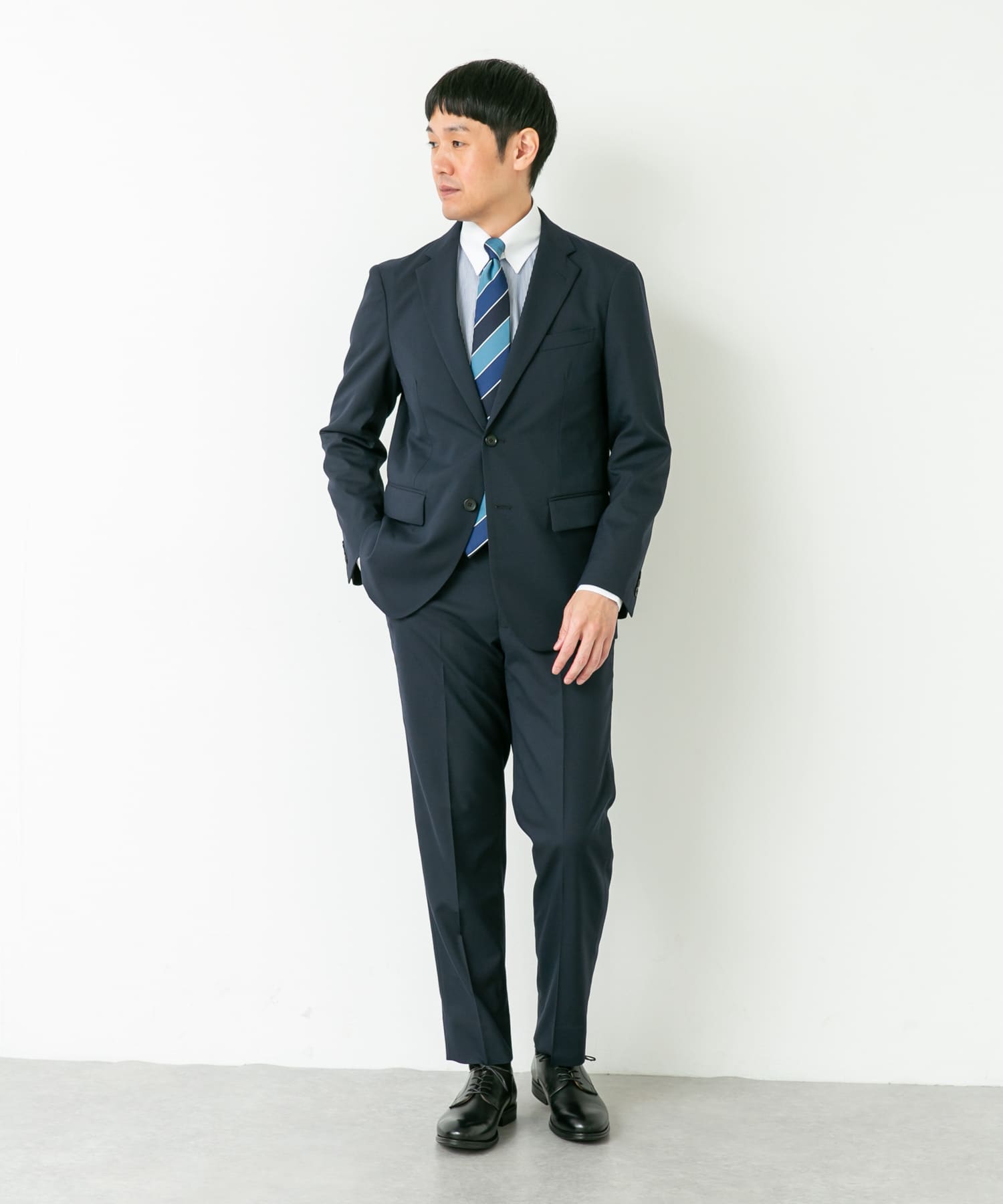 LIFE STYLE TAILOR　ウールライクコンフォータブルスマートジャケット NAVY M