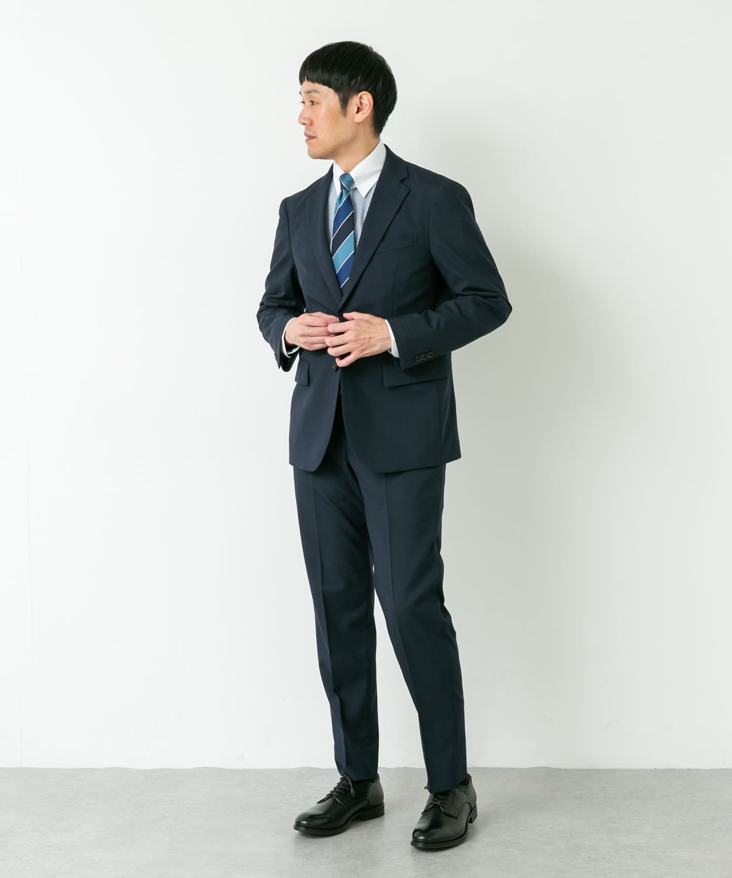 LIFE STYLE TAILOR　ウールライクコンフォータブルスマートジャケット NAVY M