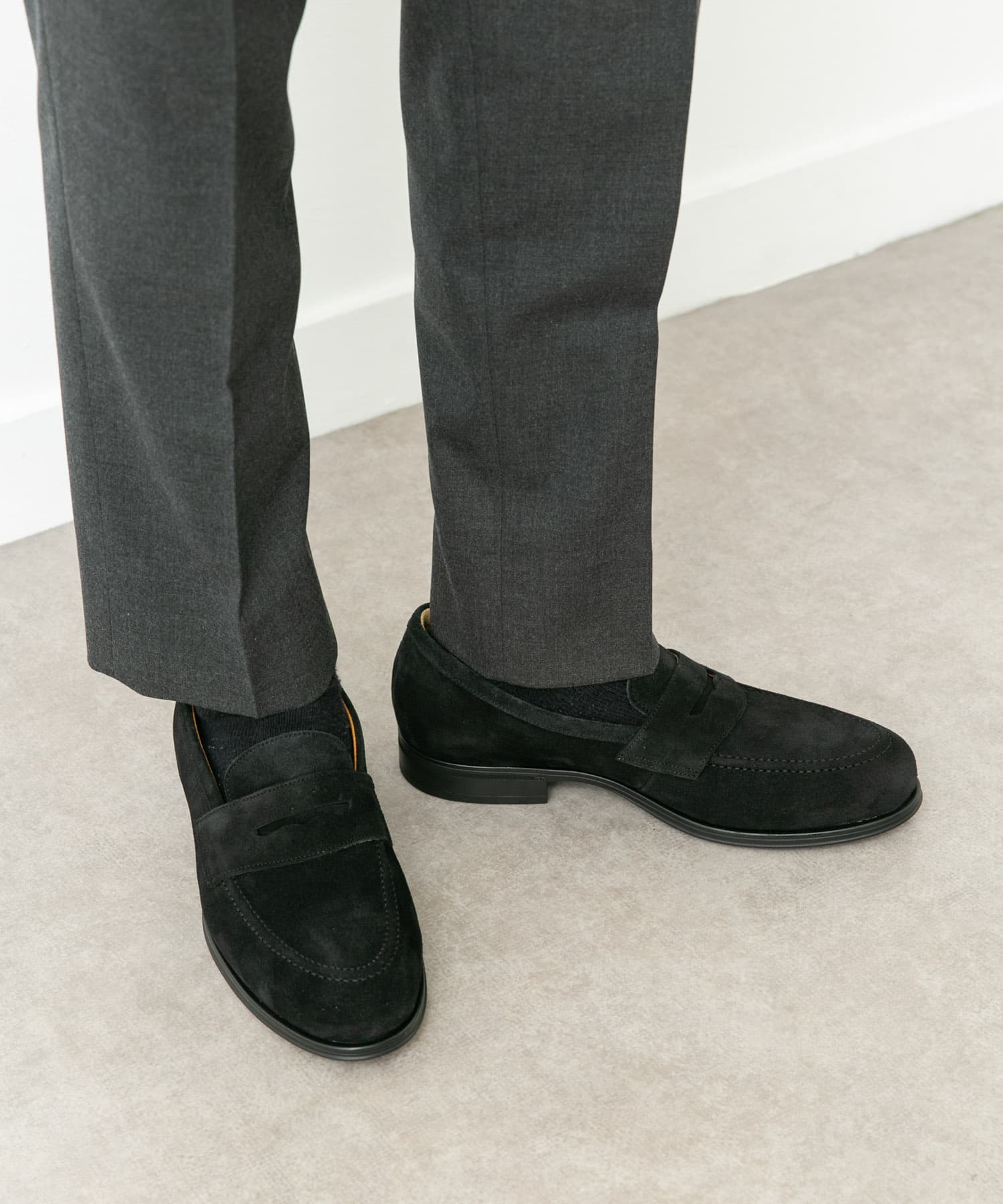 LIFE STYLE TAILOR　マルチスペックスエードコインローファー BLACK 7