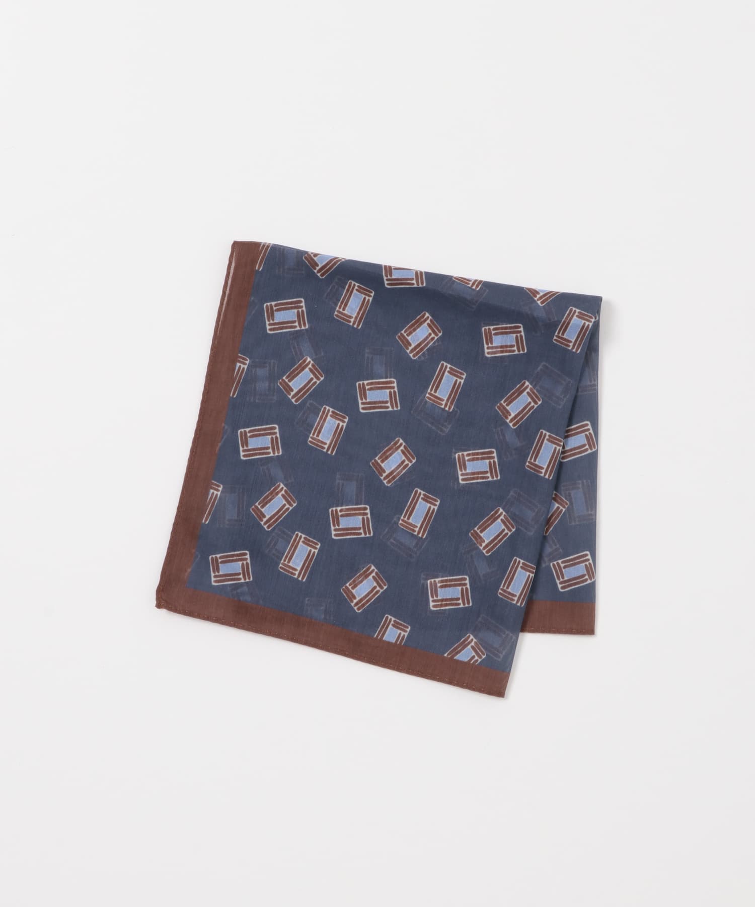 LIFE STYLE TAILOR　BBCプリントチーフ NVY-BRN -