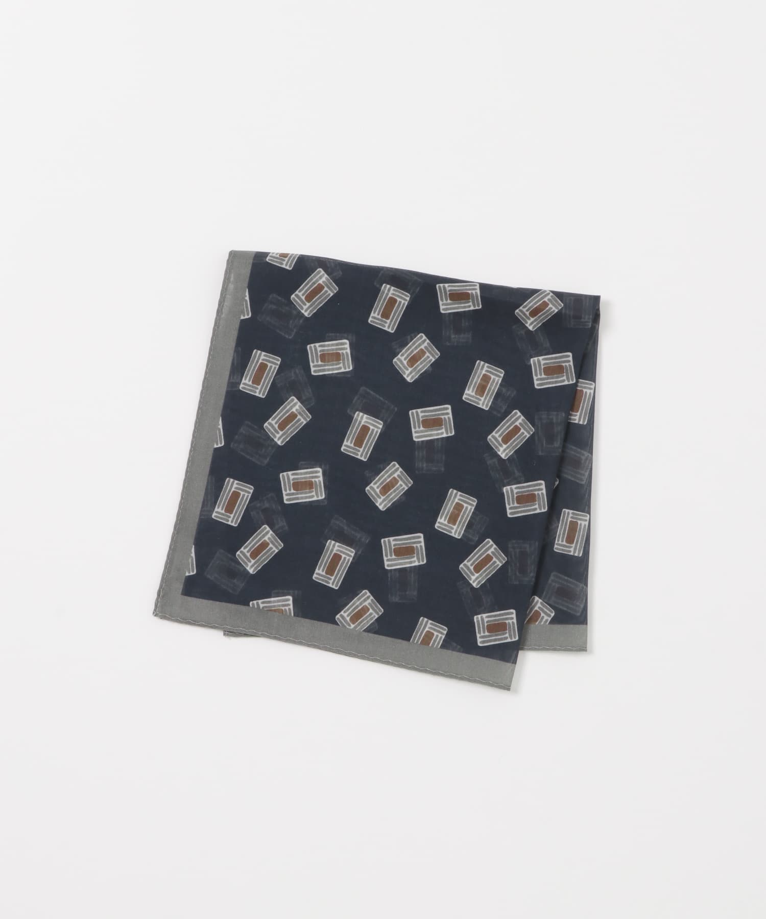 LIFE STYLE TAILOR　BBCプリントチーフ BLK-GRY -