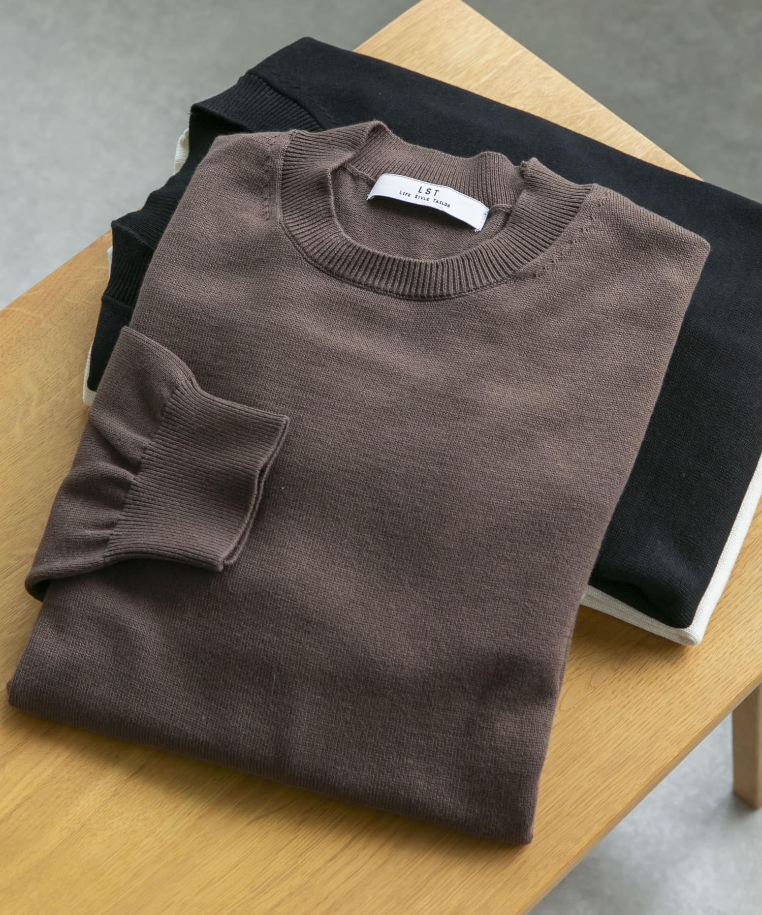 LIFE STYLE TAILOR　コットンシルクハイゲージクルーニット