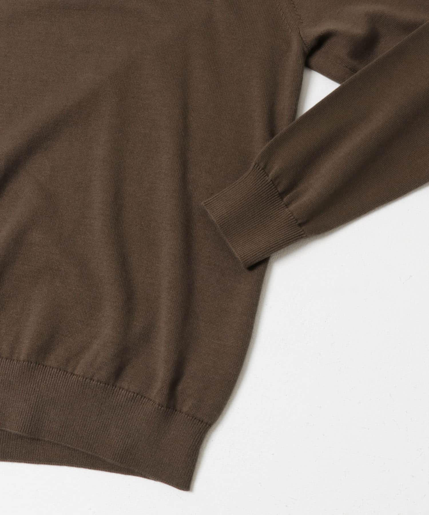 LIFE STYLE TAILOR　コットンシルクハイゲージクルーニット BROWN M