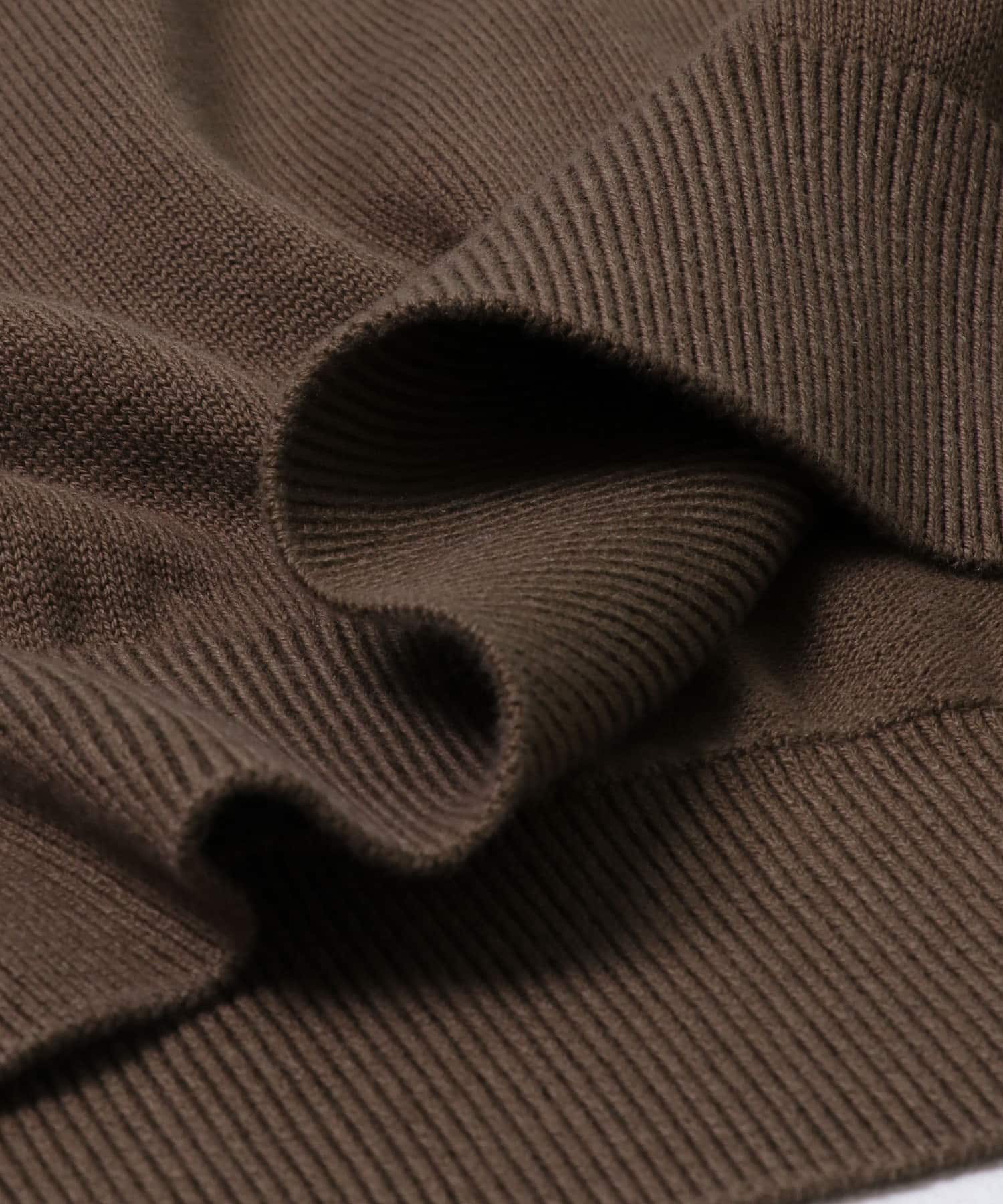 LIFE STYLE TAILOR　コットンシルクハイゲージクルーニット BROWN M