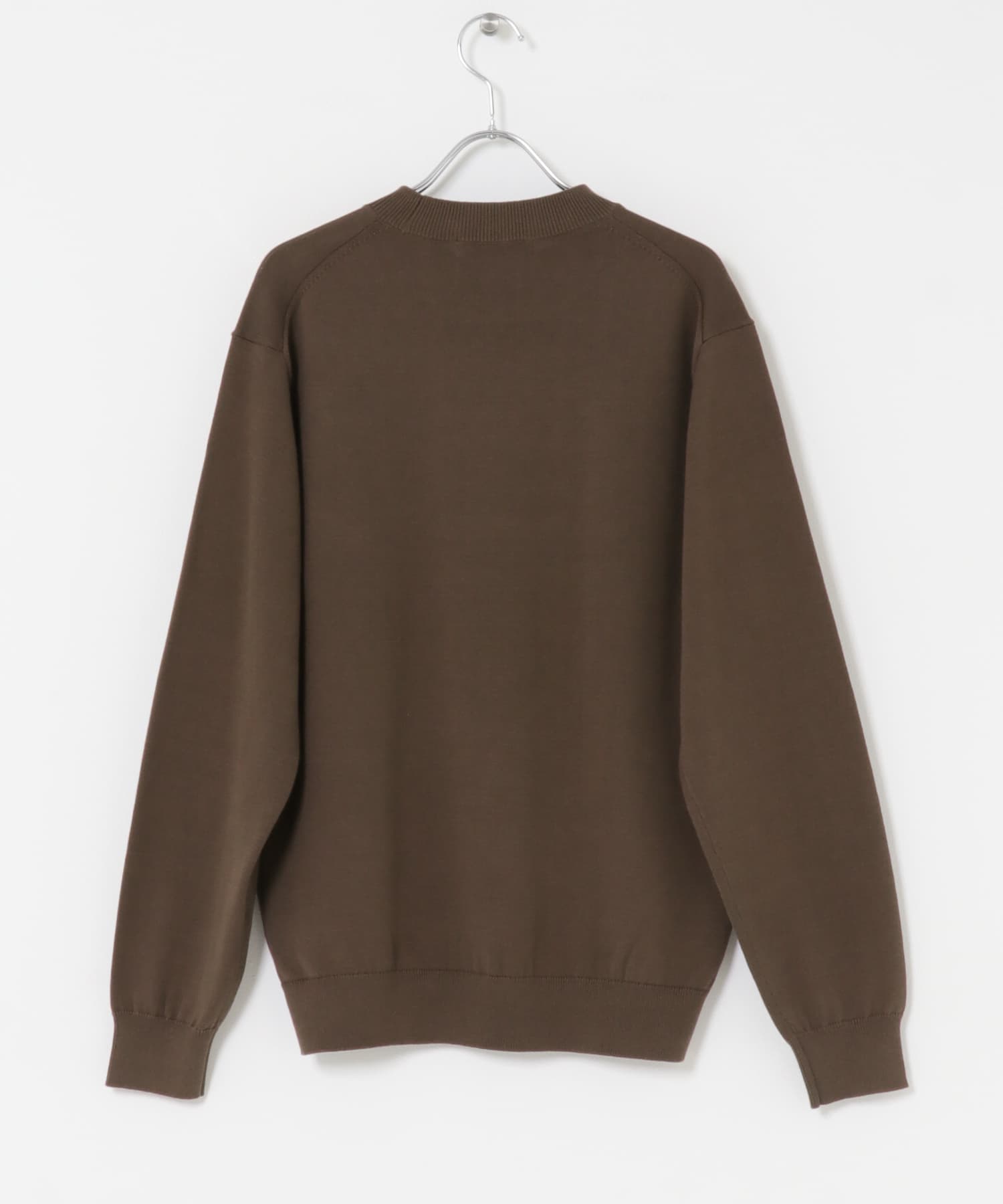LIFE STYLE TAILOR　コットンシルクハイゲージクルーニット BROWN M