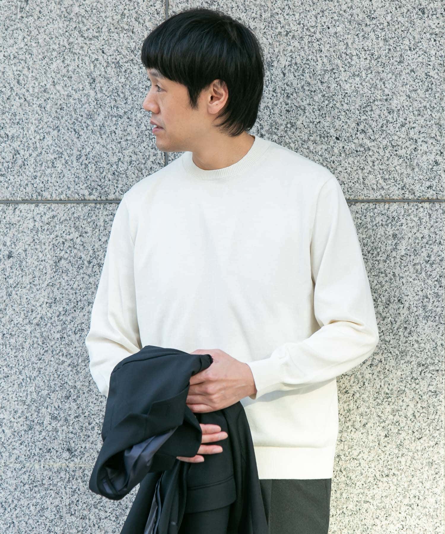 LIFE STYLE TAILOR　コットンシルクハイゲージクルーニット