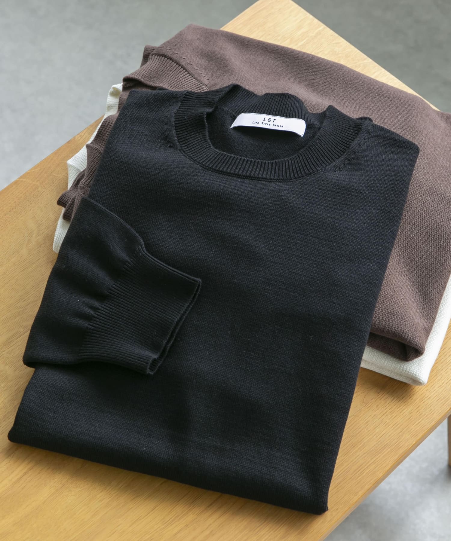 LIFE STYLE TAILOR　コットンシルクハイゲージクルーニット