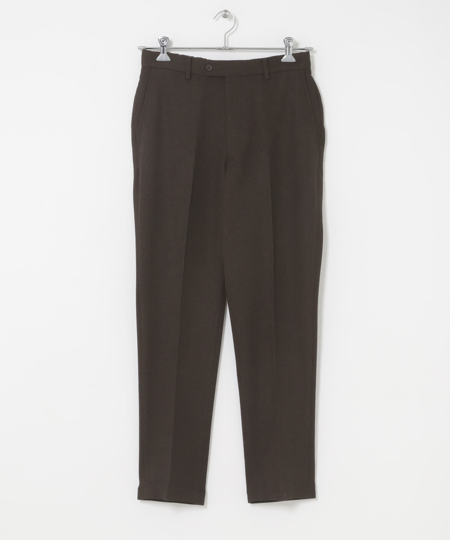 LIFE STYLE TAILOR　ツイードライクコンフォータブルパンツ BROWN S