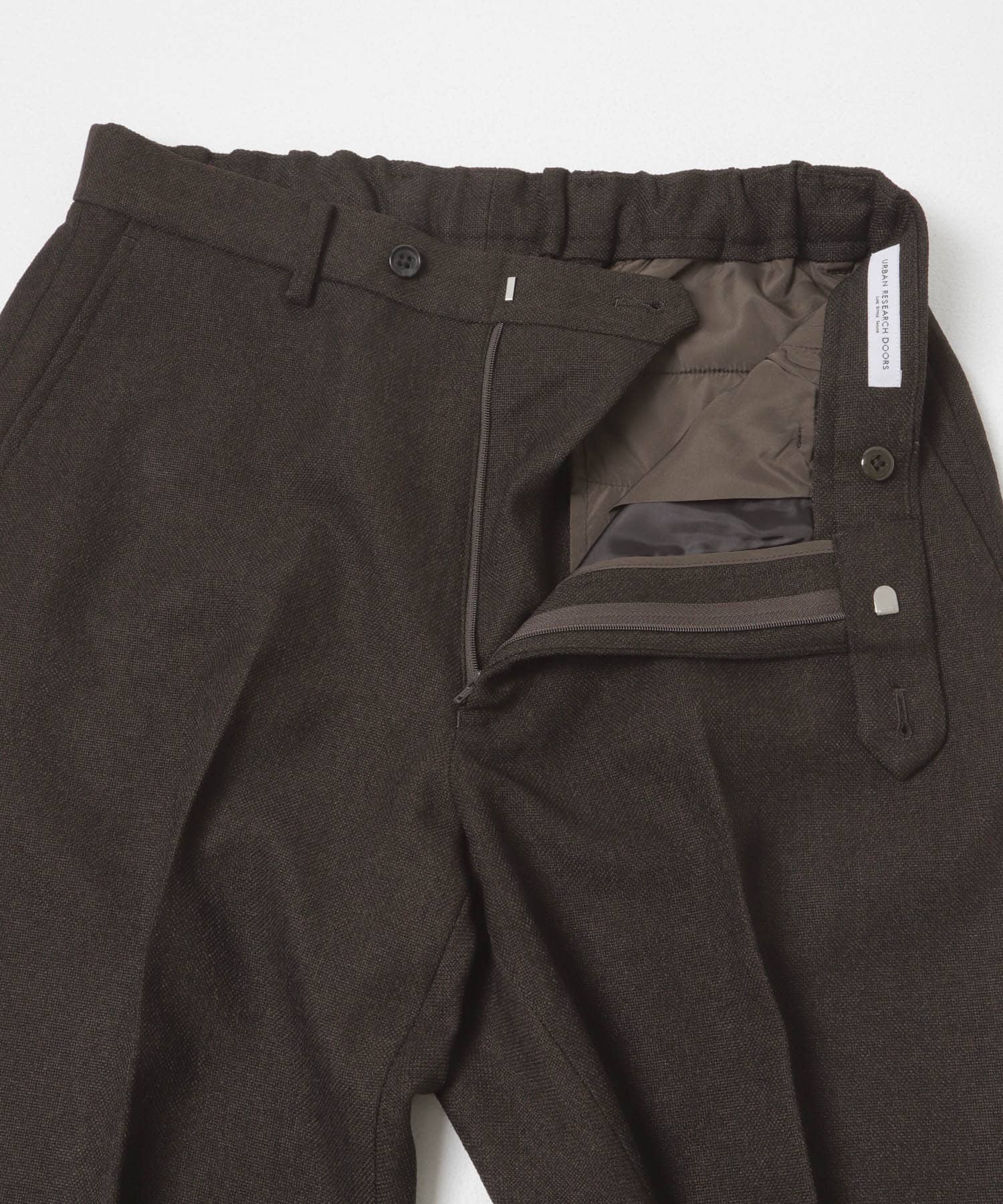 LIFE STYLE TAILOR　ツイードライクコンフォータブルパンツ BROWN S