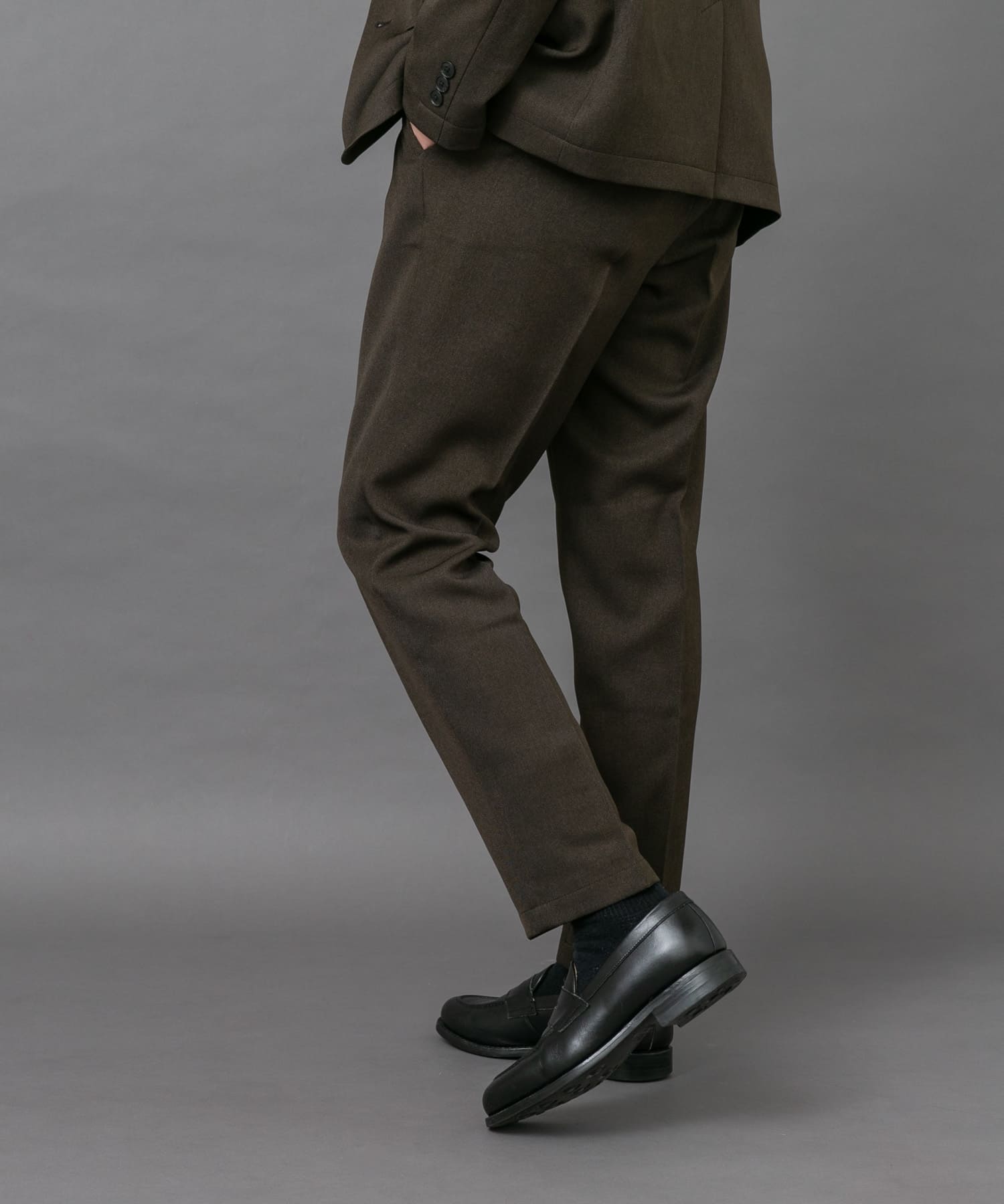 LIFE STYLE TAILOR ブラッシュドツイルストレッチパンツ(S BLACK