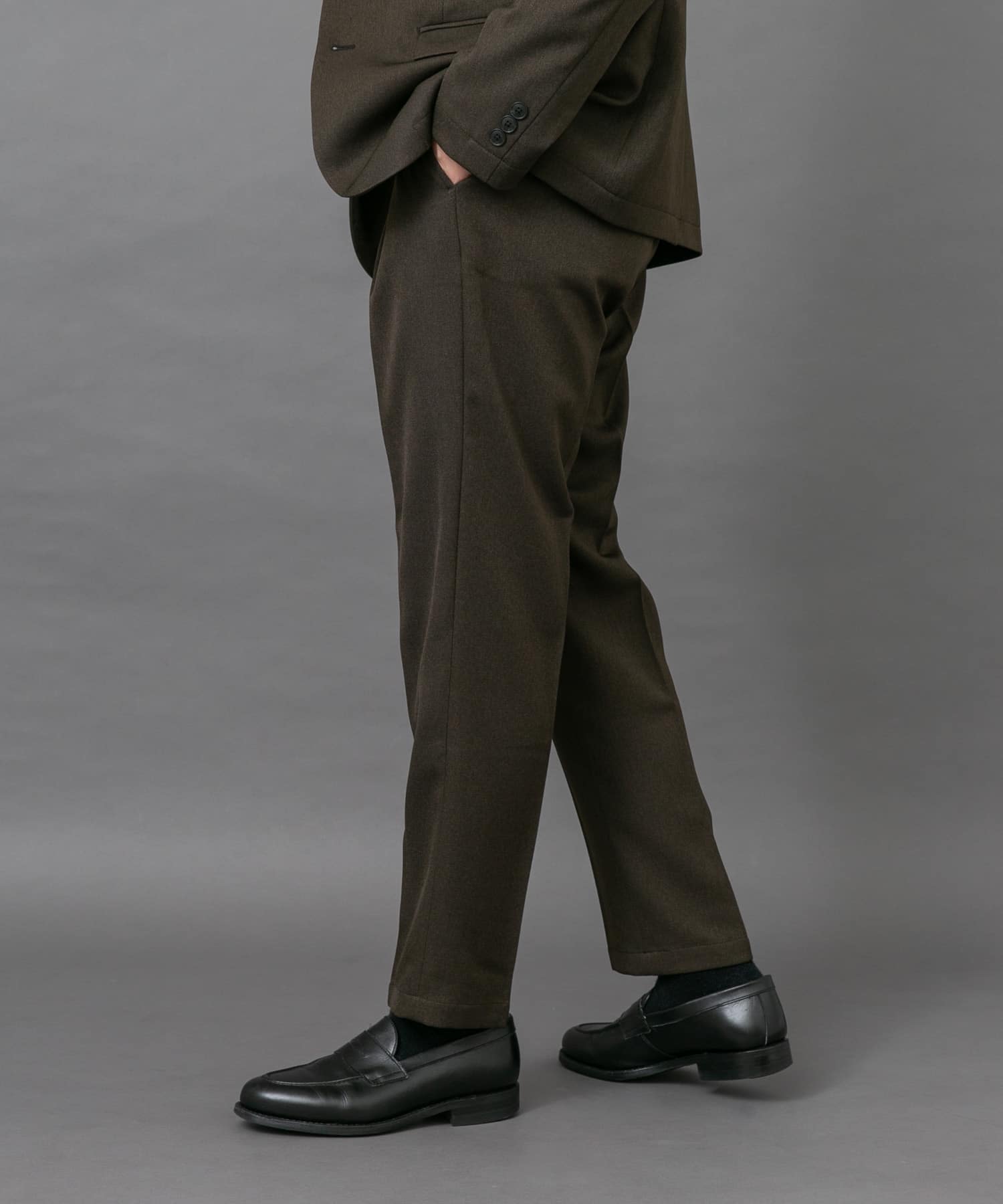 LIFE STYLE TAILOR ブラッシュドツイルストレッチパンツ(S BLACK