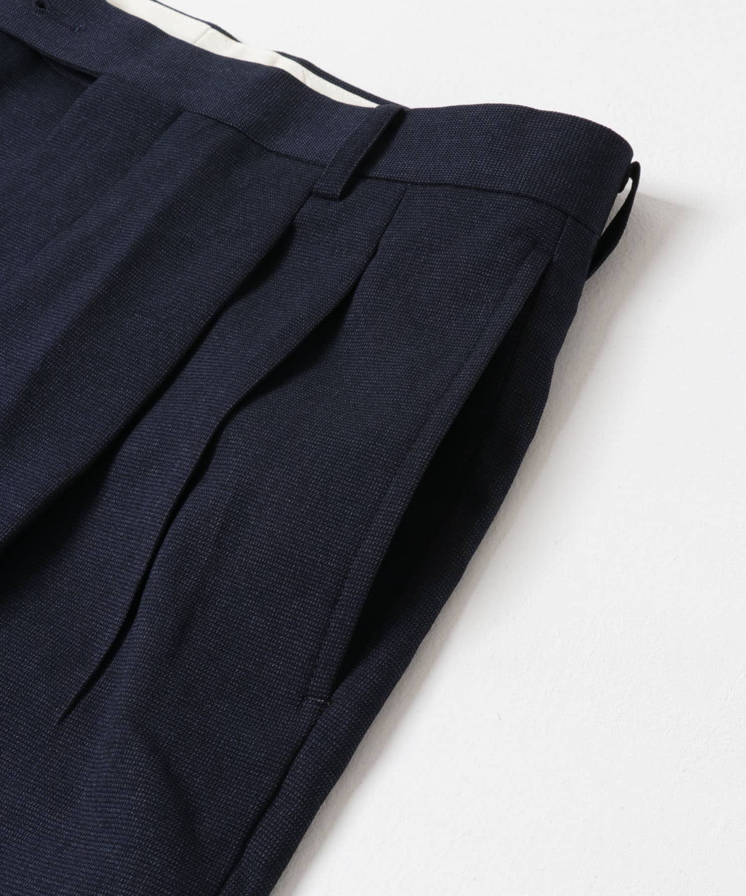 LIFE STYLE TAILOR　ピンヘッドツイルストレッチ2タックパンツ NAVY S