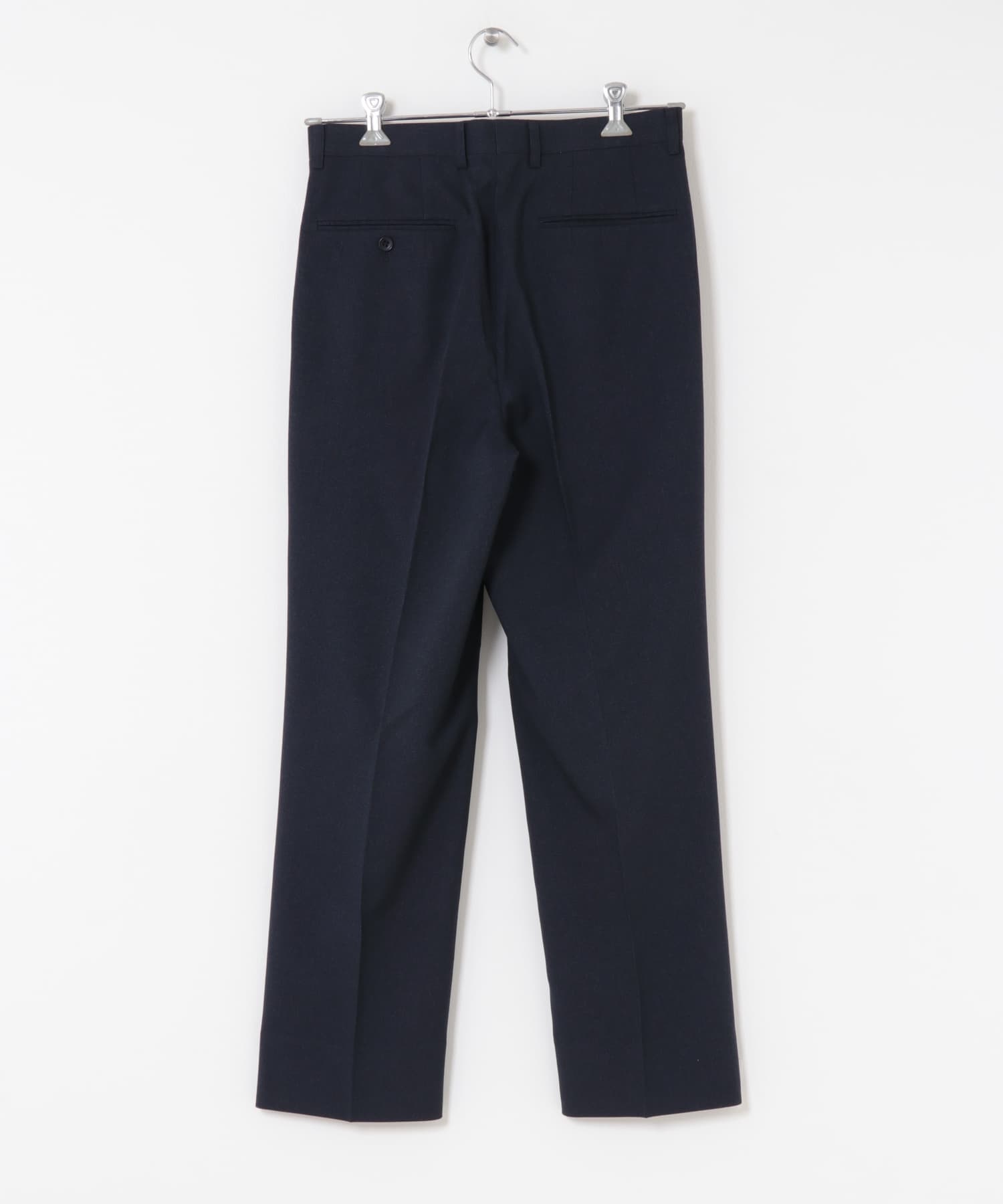 LIFE STYLE TAILOR ピンヘッドツイルストレッチ2タックパンツ(S NAVY