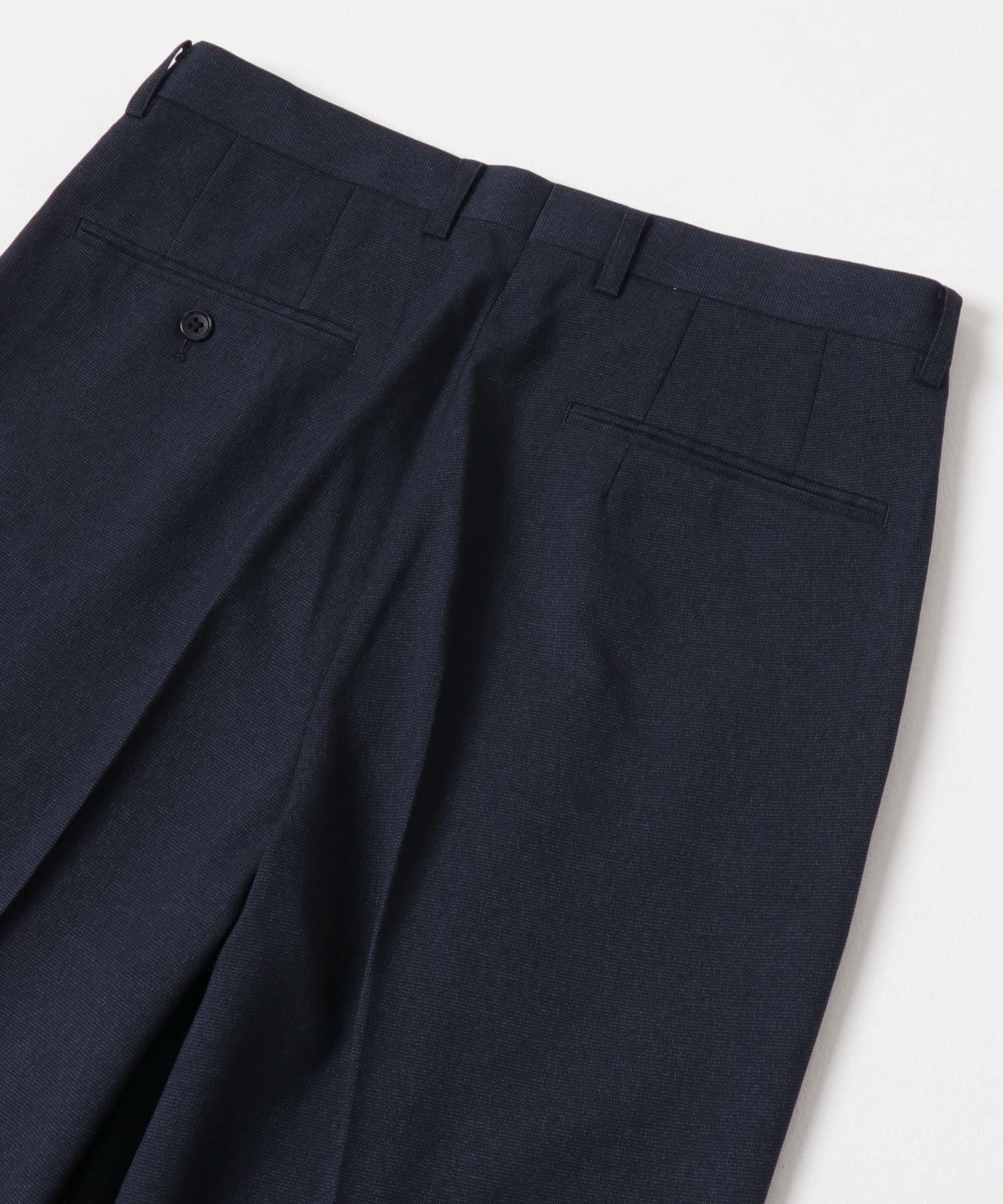 LIFE STYLE TAILOR ピンヘッドツイルストレッチ2タックパンツ(S NAVY