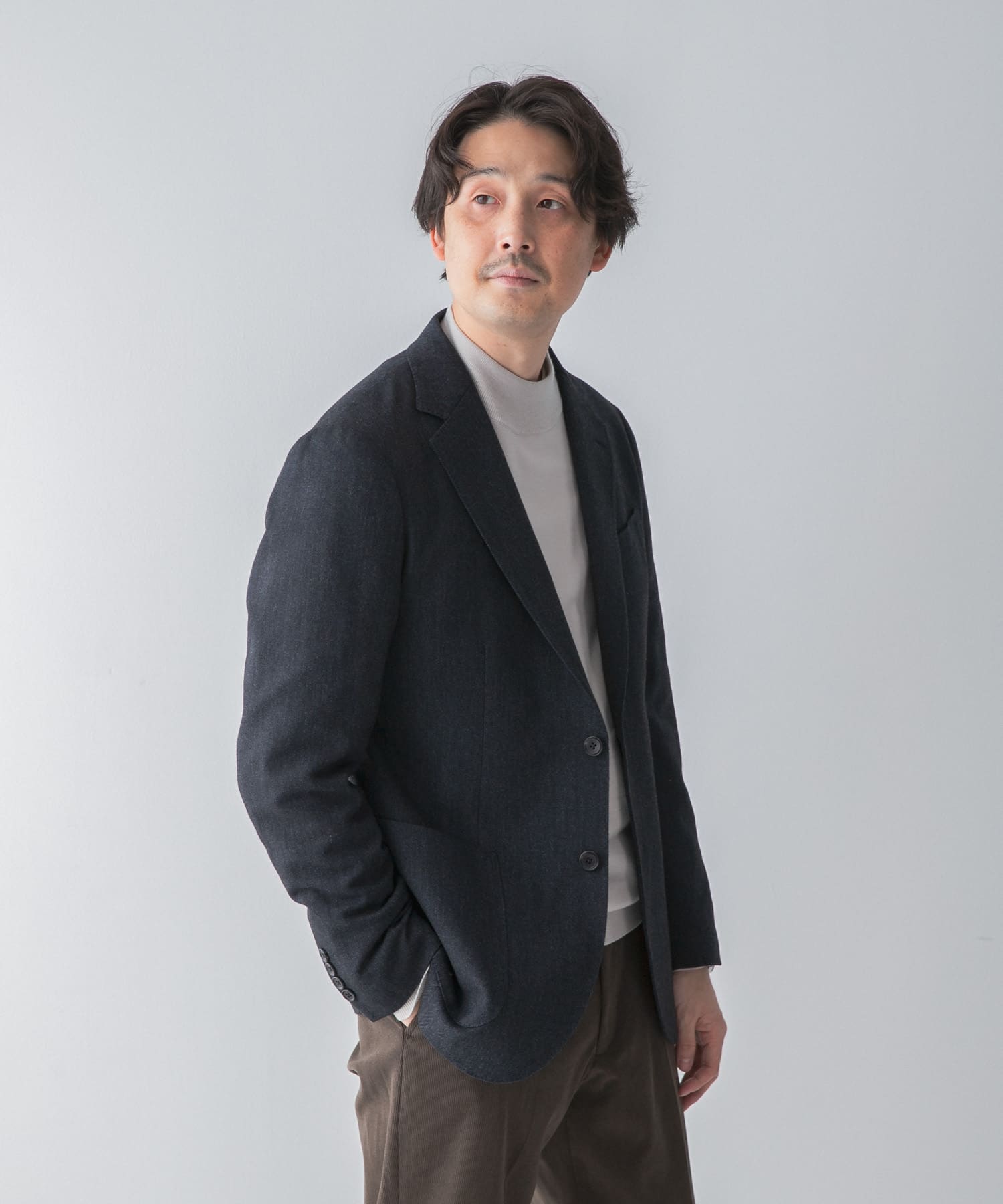 LIFE STYLE TAILOR ヘリンボンツイードジャケット(44 NAVY): アウター
