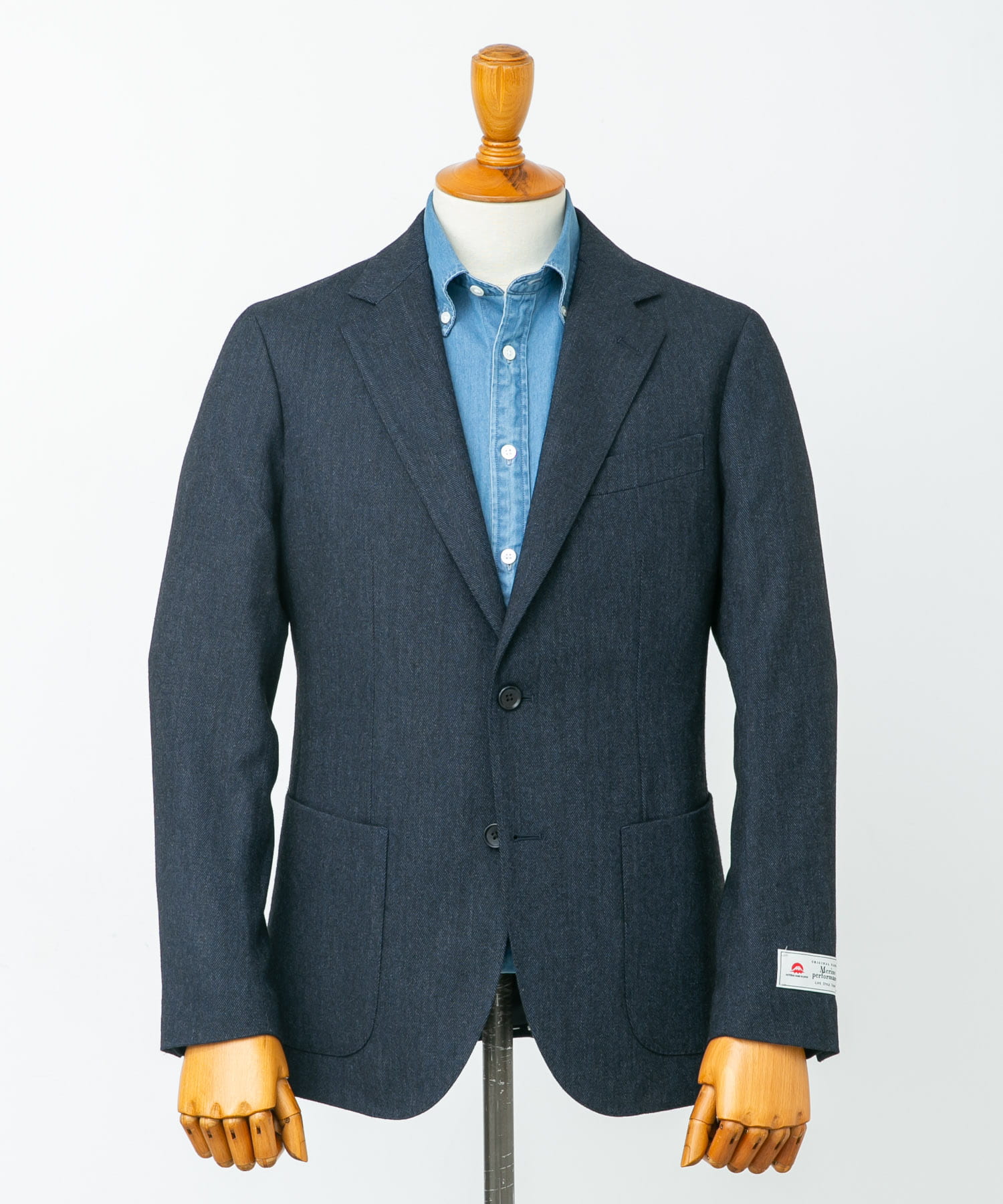 LIFE STYLE TAILOR　ヘリンボンツイードジャケット NAVY 46