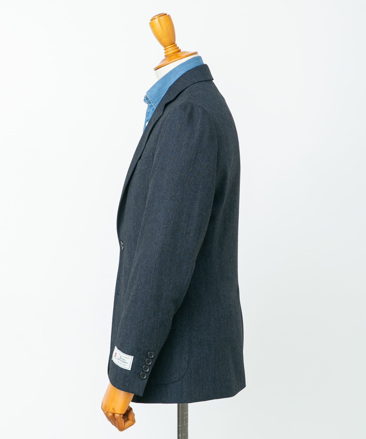 LIFE STYLE TAILOR　ヘリンボンツイードジャケット NAVY 46