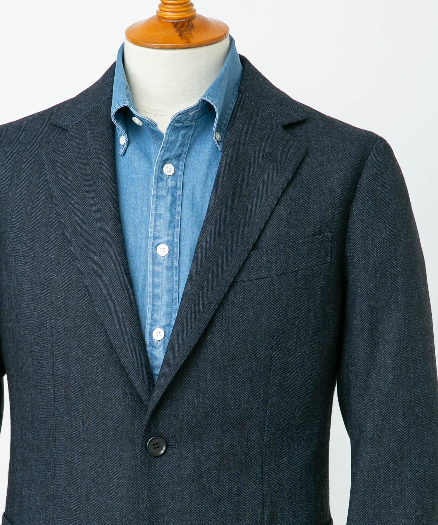 LIFE STYLE TAILOR　ヘリンボンツイードジャケット NAVY 48