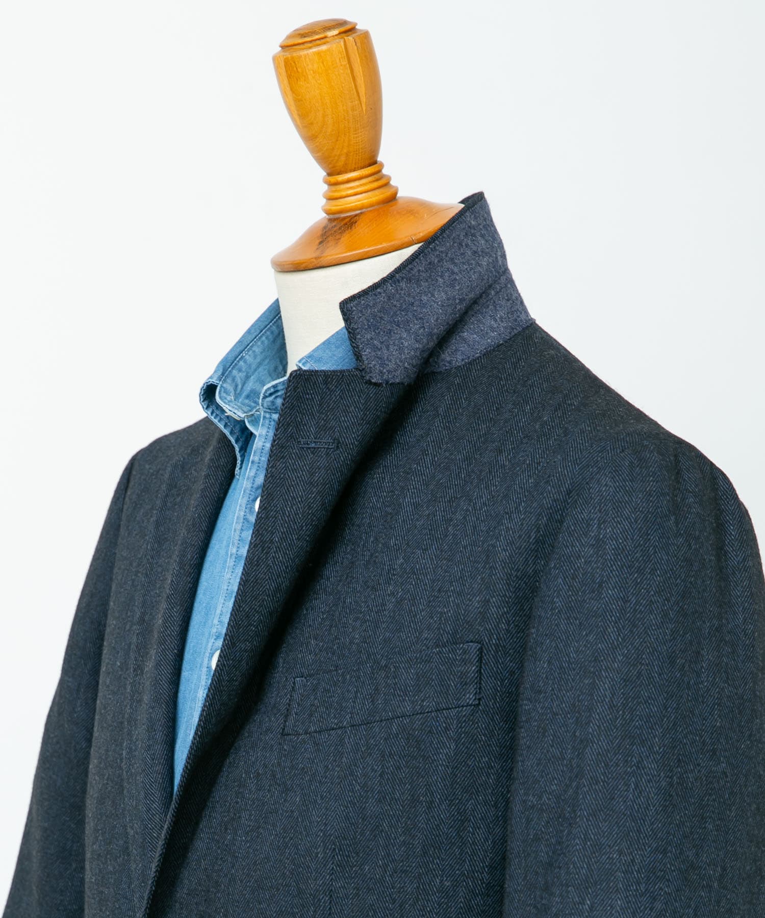 リバーリボンジャケット【新品未使用タグ付き】【サイズ0】 LIFE STYLE TAILOR ヘリンボンツイードジャケット(44 NAVY): アウター
