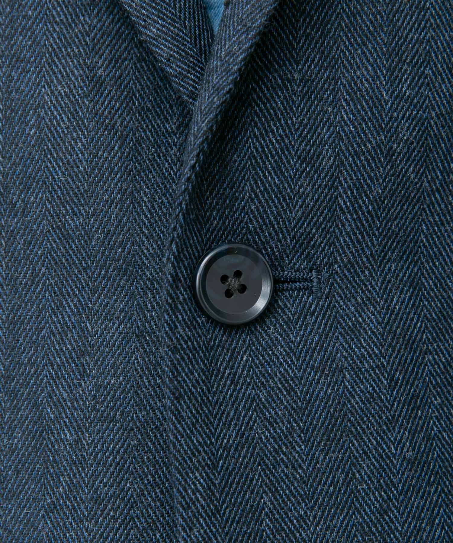LIFE STYLE TAILOR　ヘリンボンツイードジャケット NAVY 48