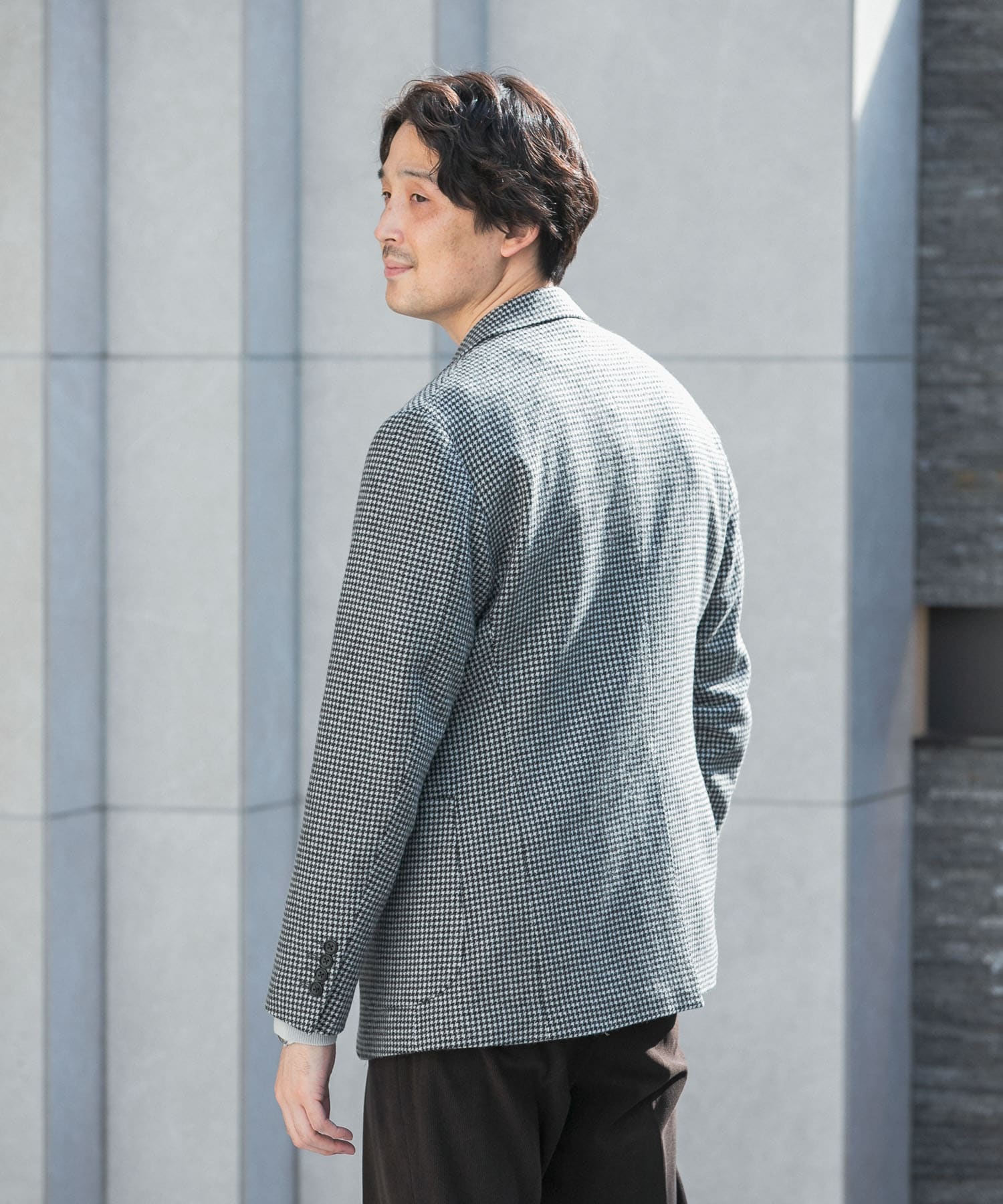 LIFE STYLE TAILOR 千鳥柄ツイードジャケット(44 BLK-CH): アウター