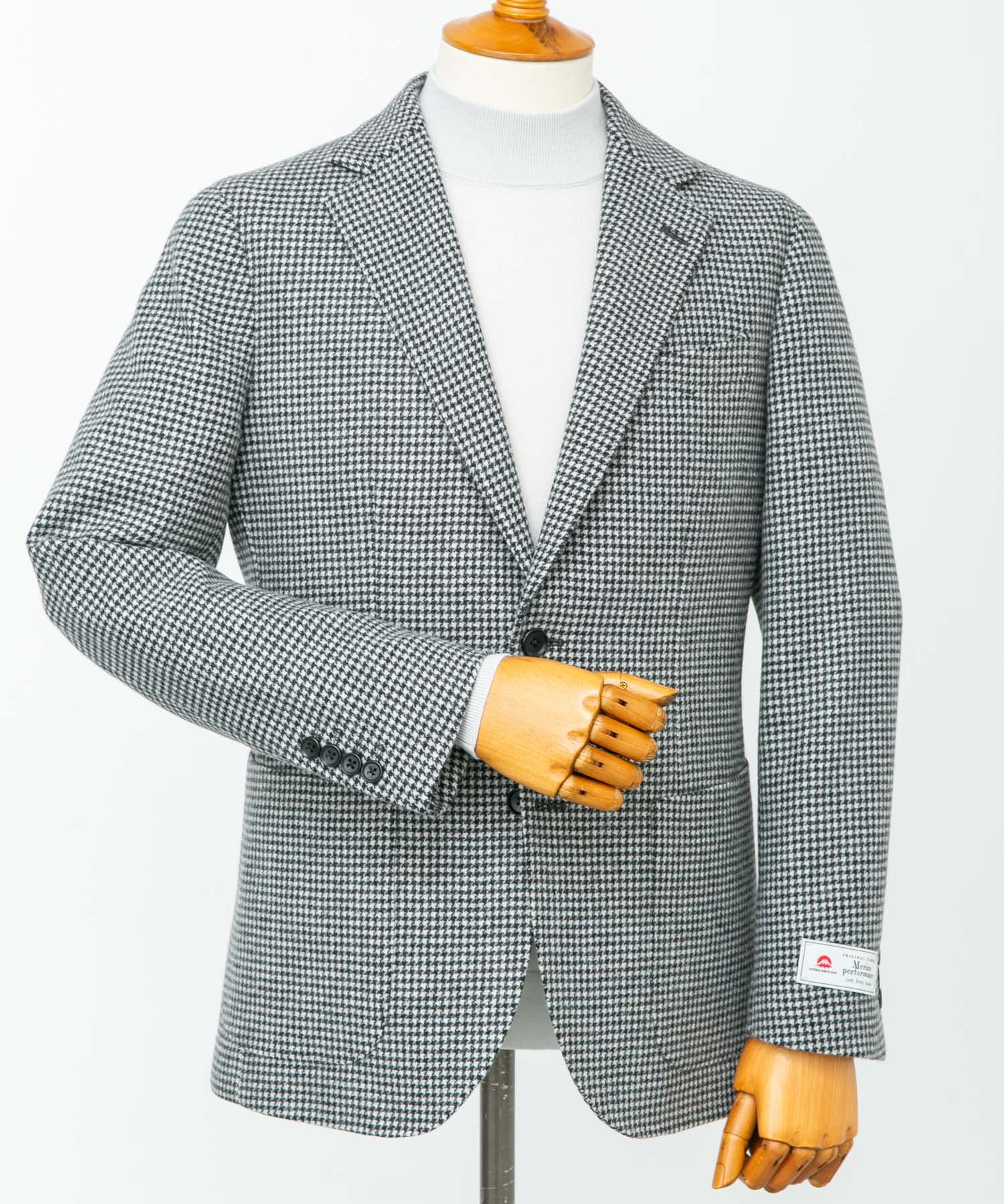 LIFE STYLE TAILOR　千鳥柄ツイードジャケット BLK-CH 46