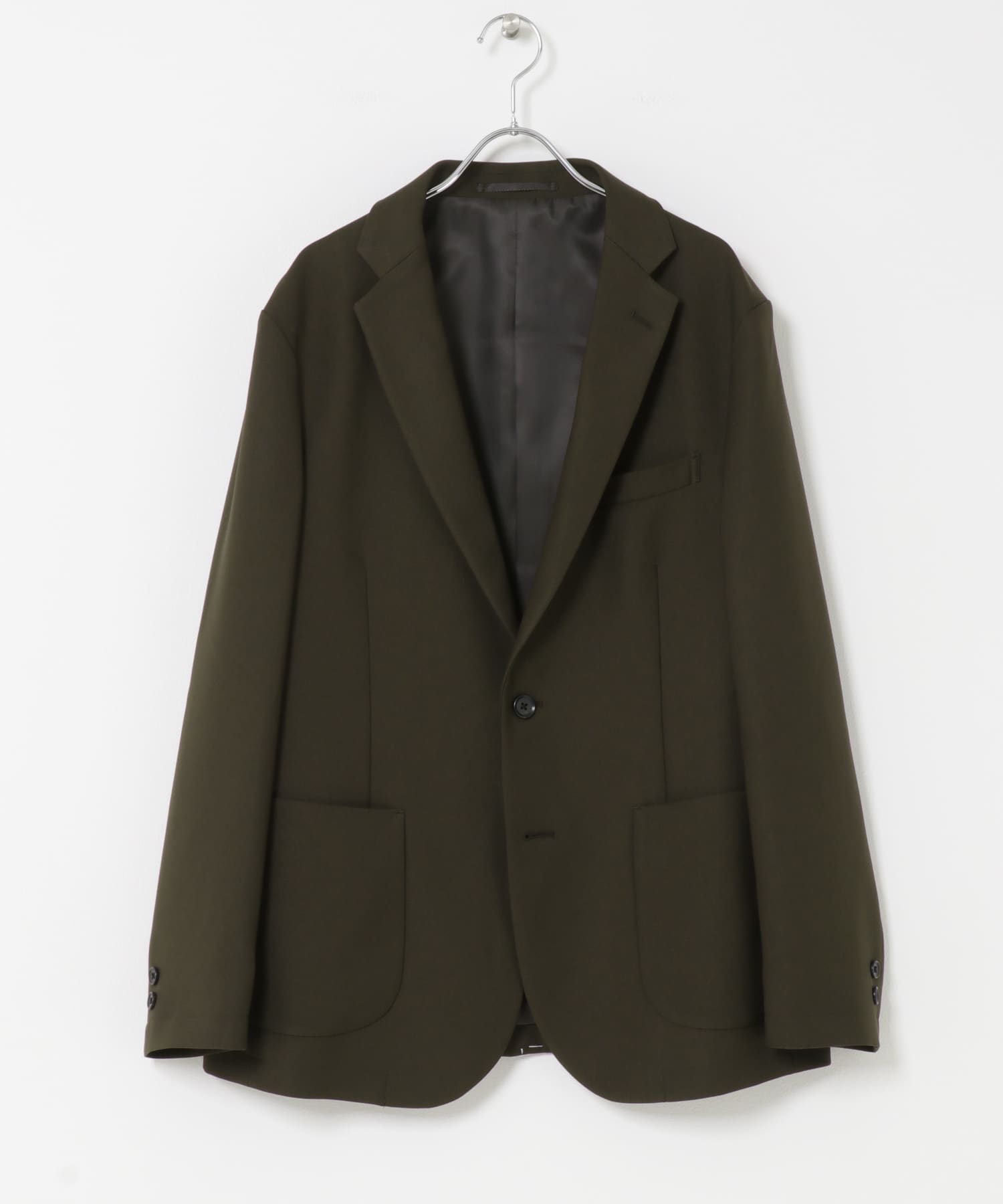 LIFE STYLE TAILOR　ウールライクツイルコンフォータブルジャケット OLV BROWN S