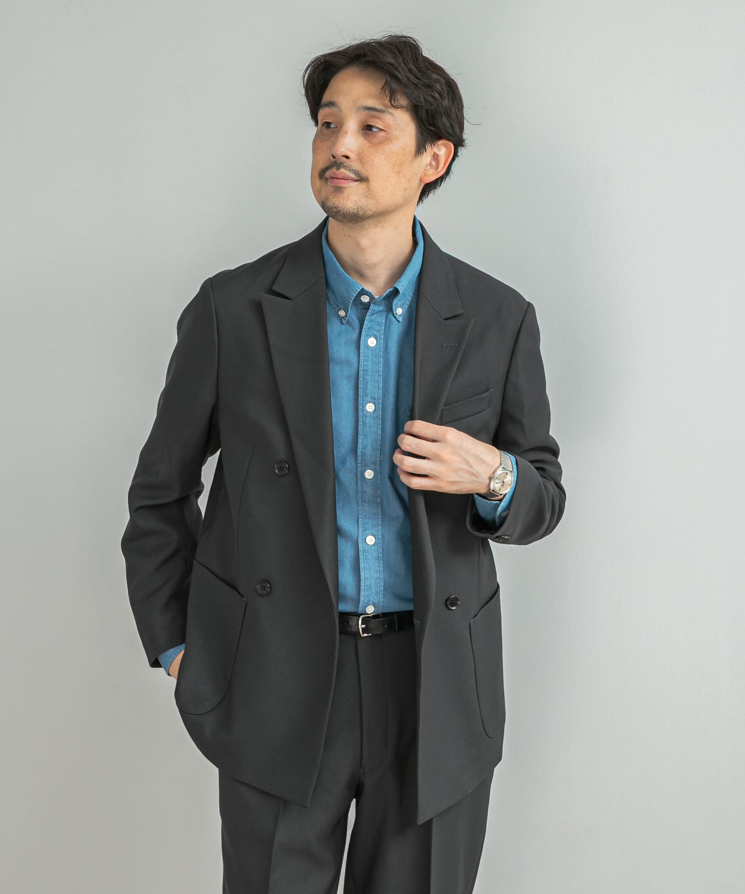 LIFE STYLE TAILOR　ウールライクツイルコンフォータブル Wジャケット