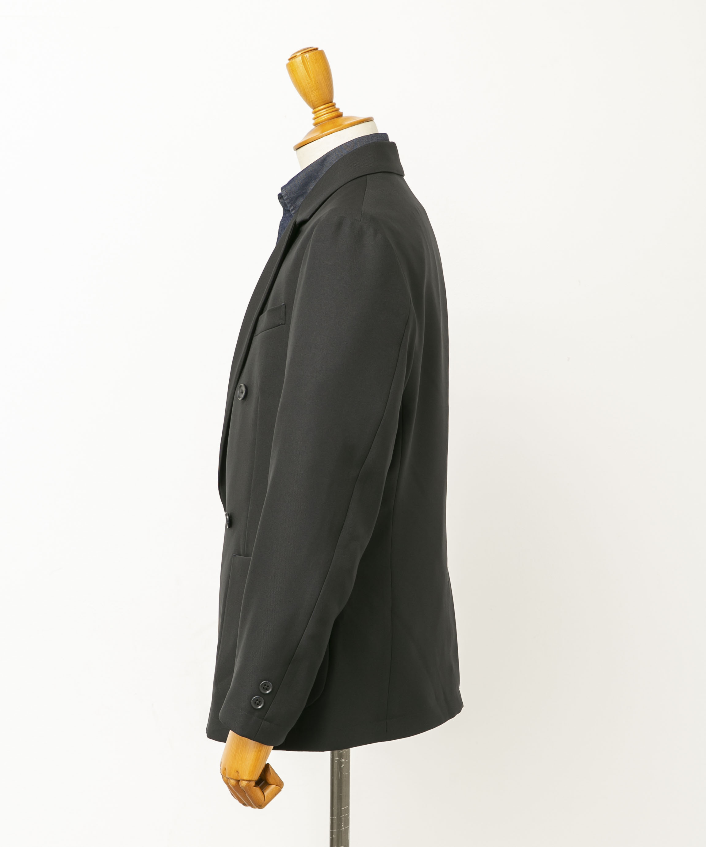 LIFE STYLE TAILOR　ウールライクツイルコンフォータブル Wジャケット NAVY S