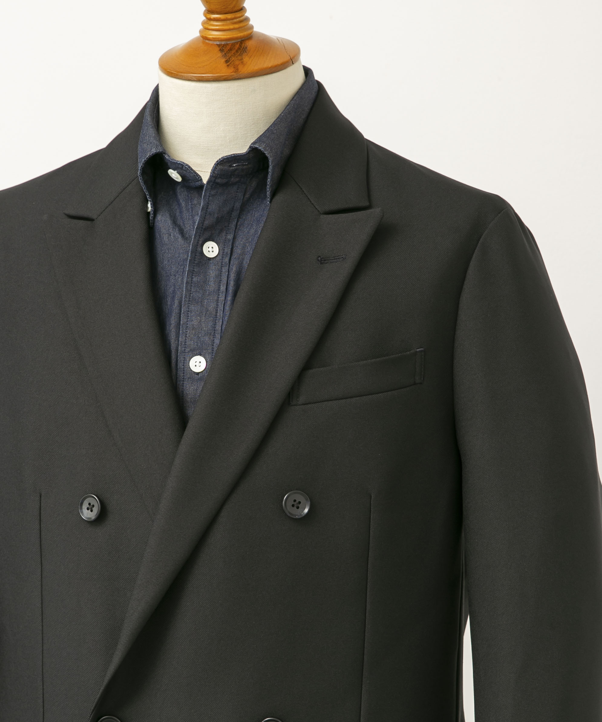 LIFE STYLE TAILOR　ウールライクツイルコンフォータブル Wジャケット NAVY S