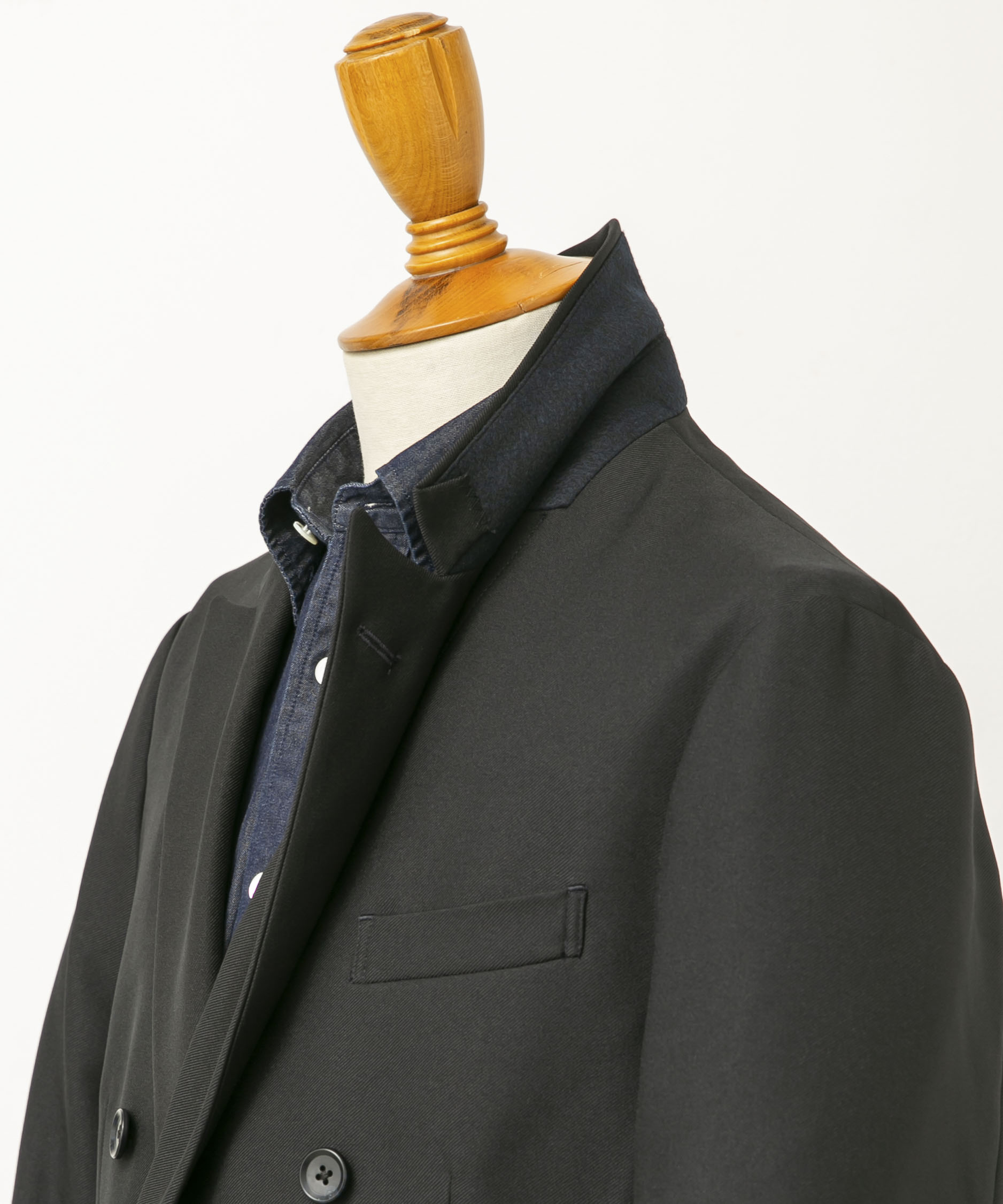 LIFE STYLE TAILOR　ウールライクツイルコンフォータブル Wジャケット NAVY S