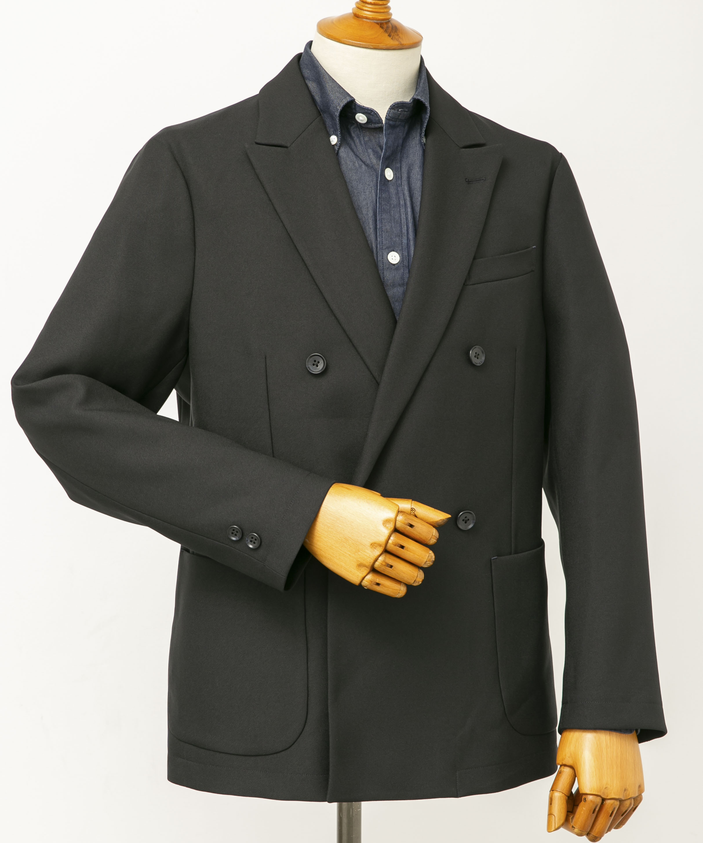 LIFE STYLE TAILOR　ウールライクツイルコンフォータブル Wジャケット NAVY S