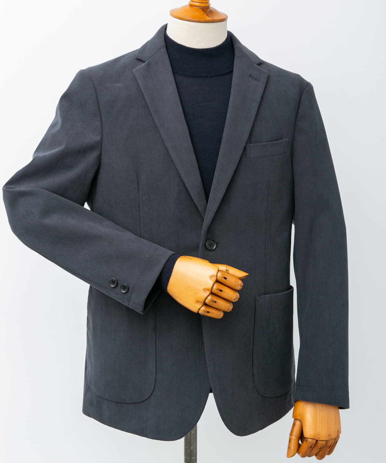 LIFE STYLE TAILOR　コーデュロイコンフォータブルジャケット BLUE GRAY M