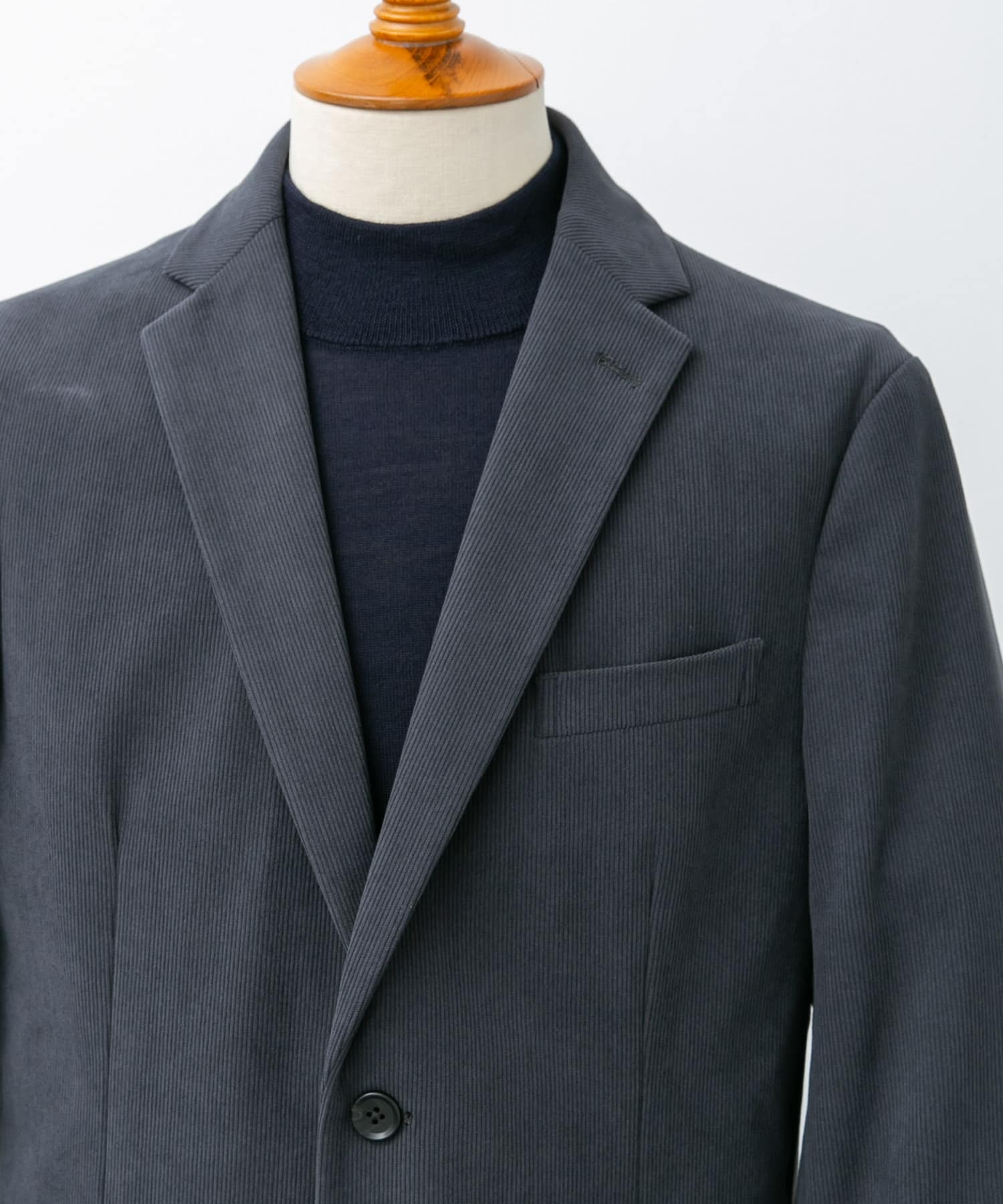 LIFE STYLE TAILOR　コーデュロイコンフォータブルジャケット BLUE GRAY M