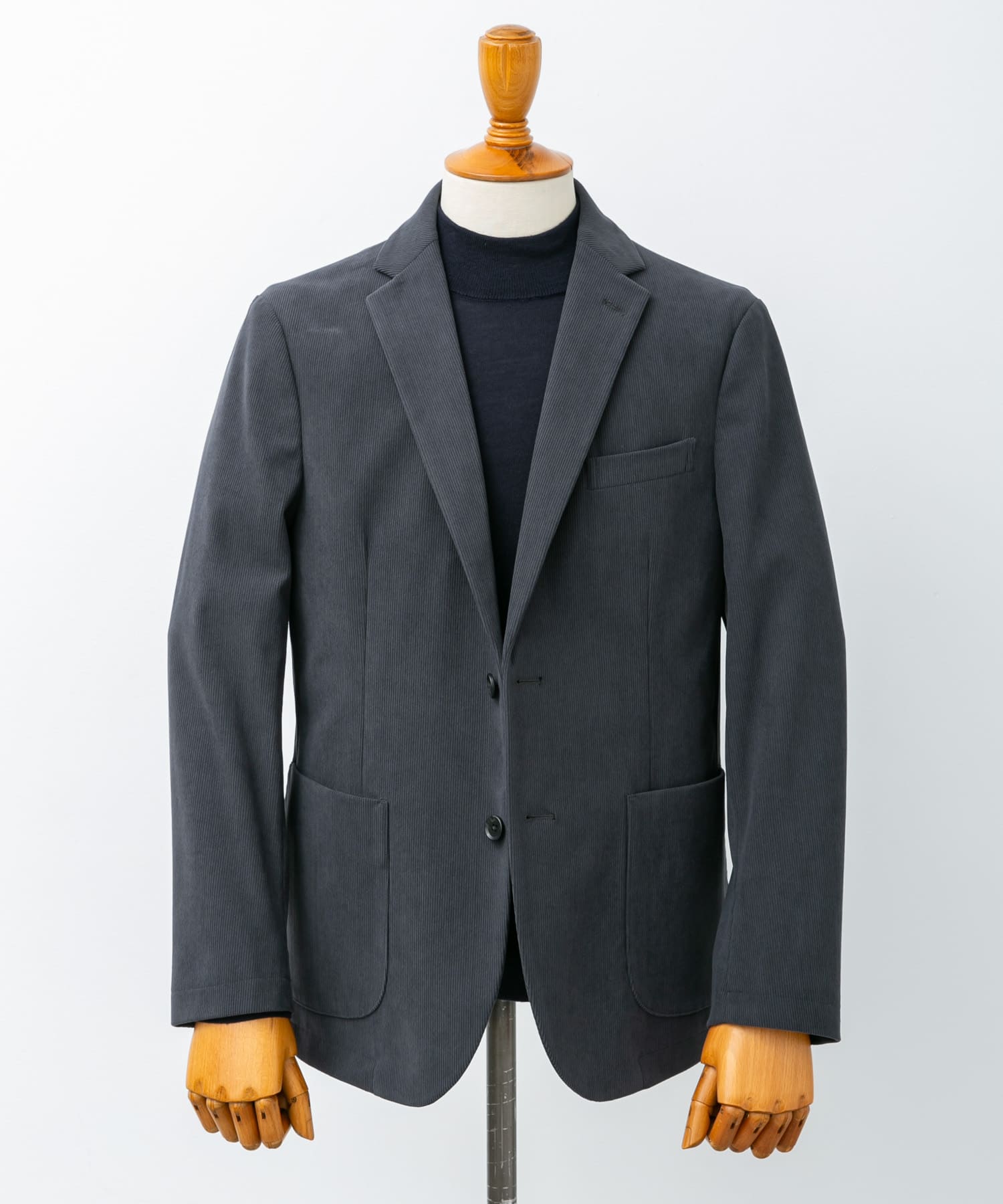 LIFE STYLE TAILOR　コーデュロイコンフォータブルジャケット BLUE GRAY M