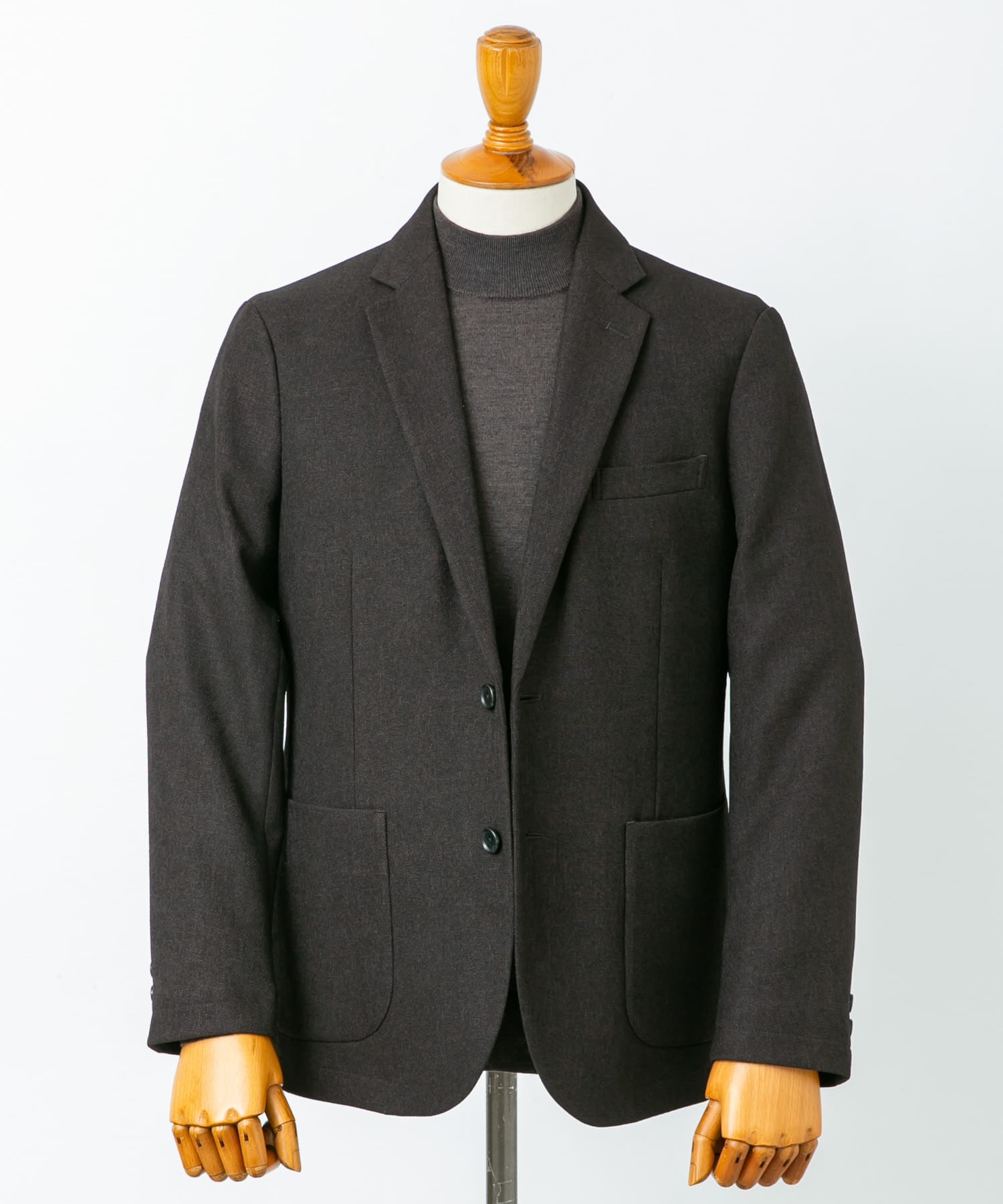 LIFE STYLE TAILOR　ツイードライクコンフォータブルジャケット BROWN S