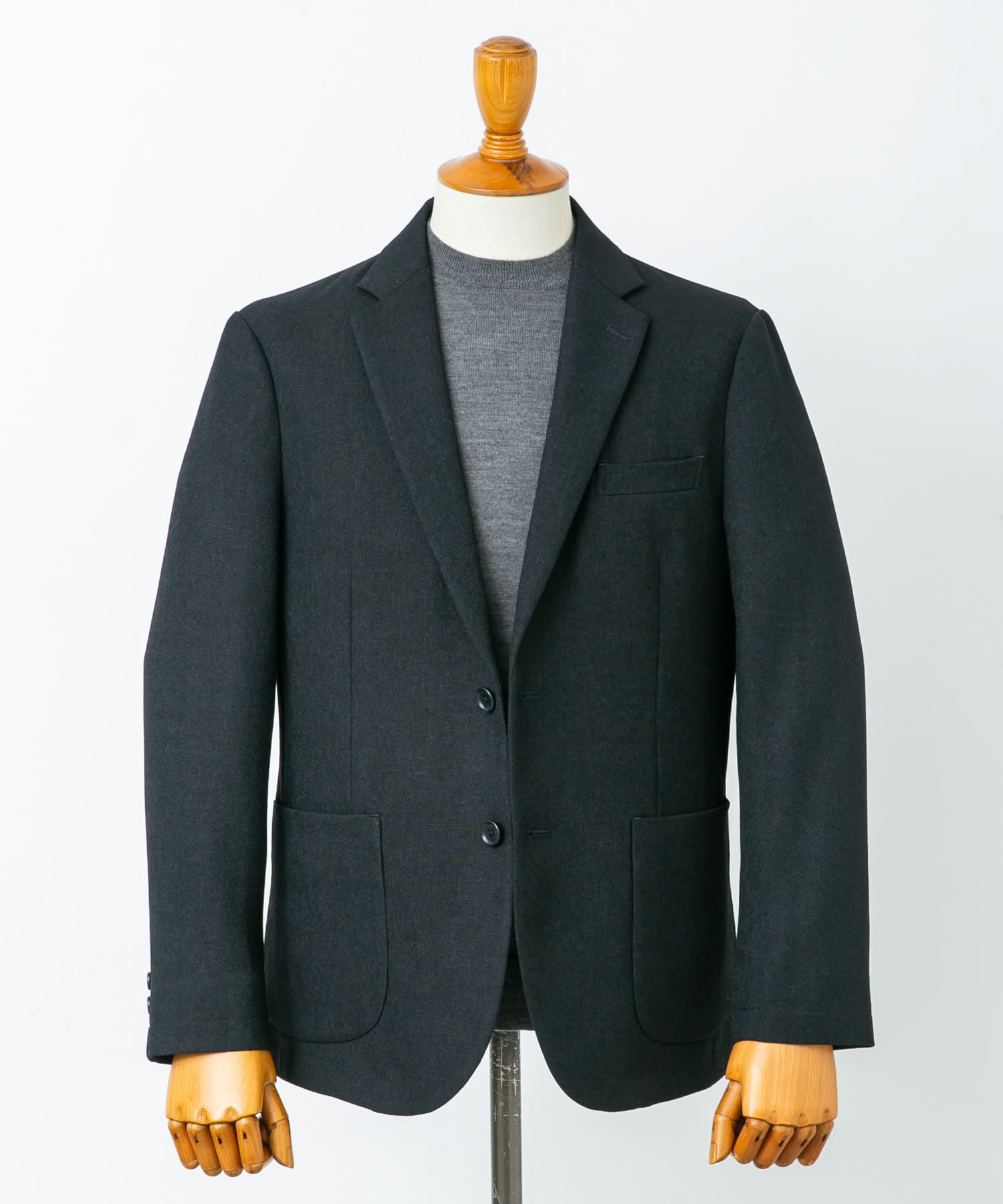 LIFE STYLE TAILOR　ツイードライクコンフォータブルジャケット NAVY S
