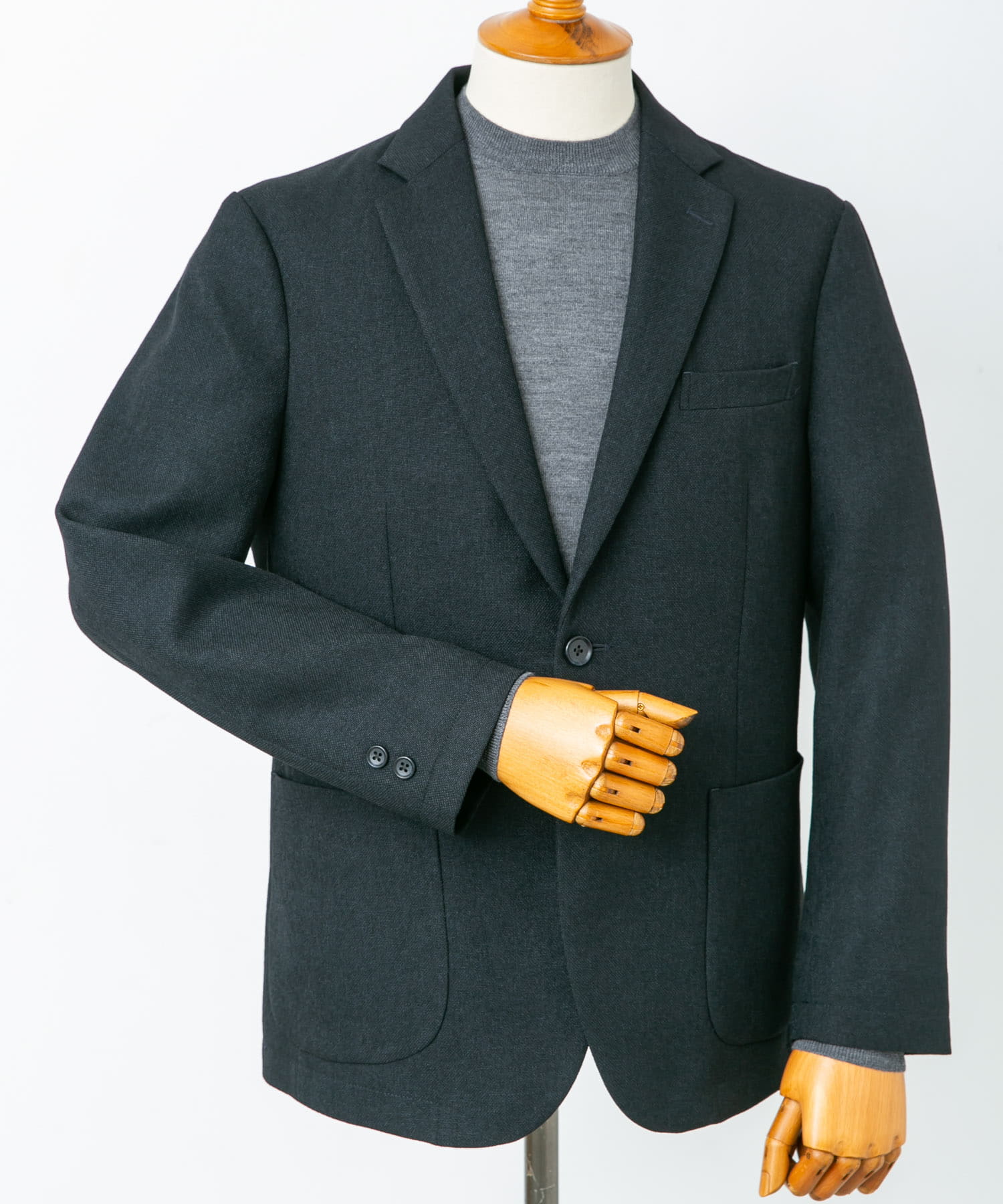 LIFE STYLE TAILOR　ツイードライクコンフォータブルジャケット NAVY S