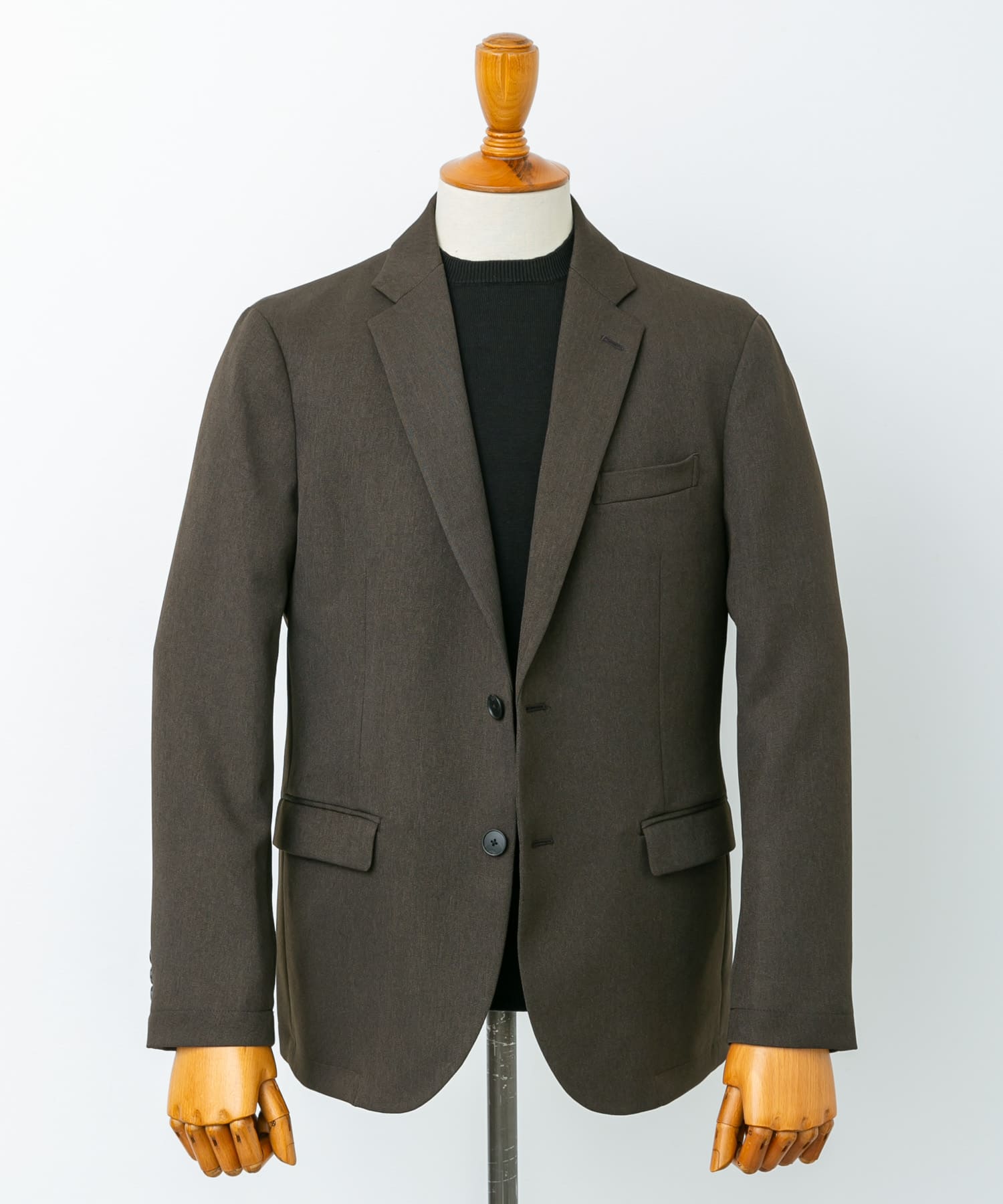 LIFE STYLE TAILOR　ブラッシュドツイルストレッチジャケット BRN KHAKI S