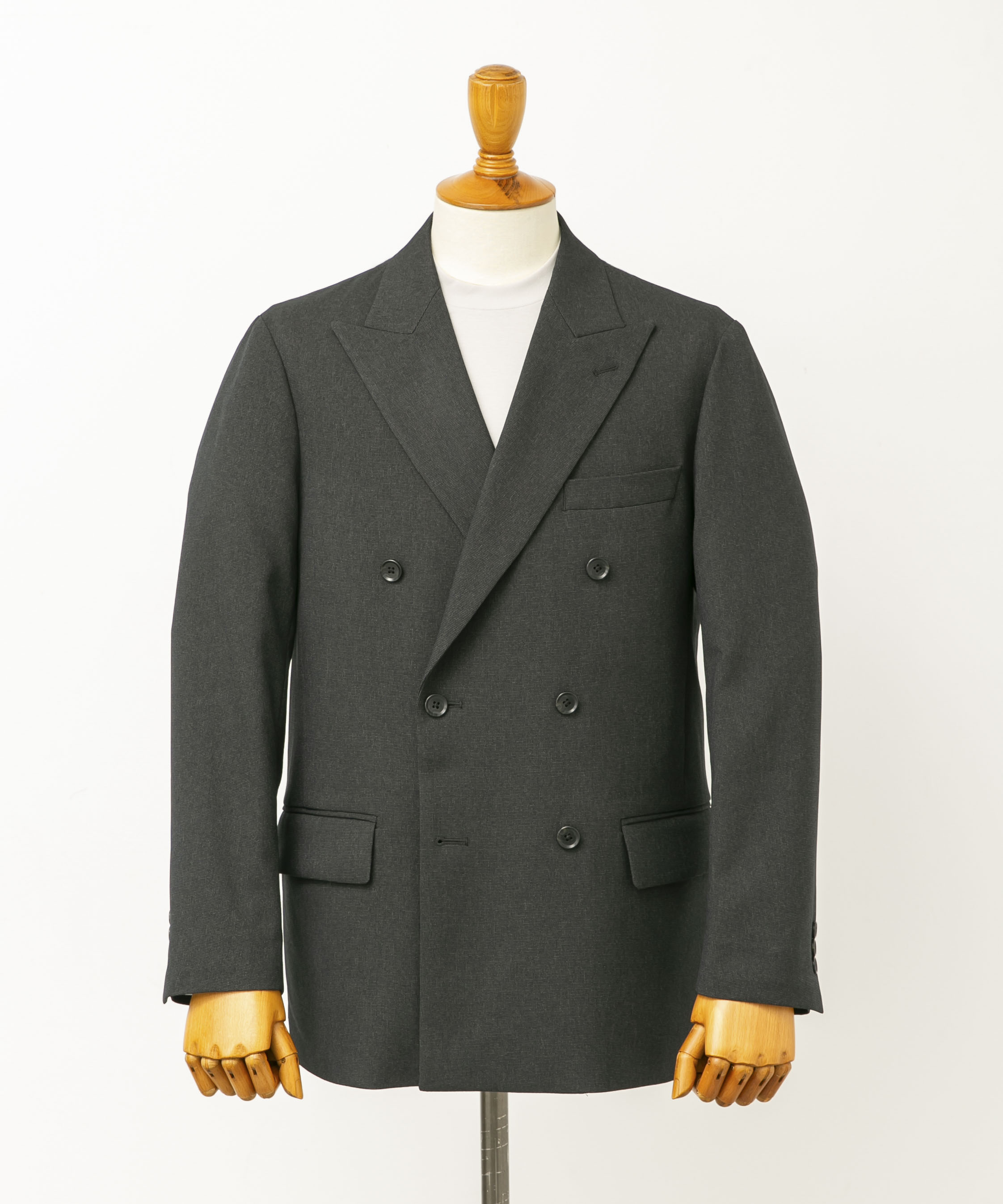 LIFE STYLE TAILOR　ピンヘッドツイルストレッチWジャケット CHARCOAL M