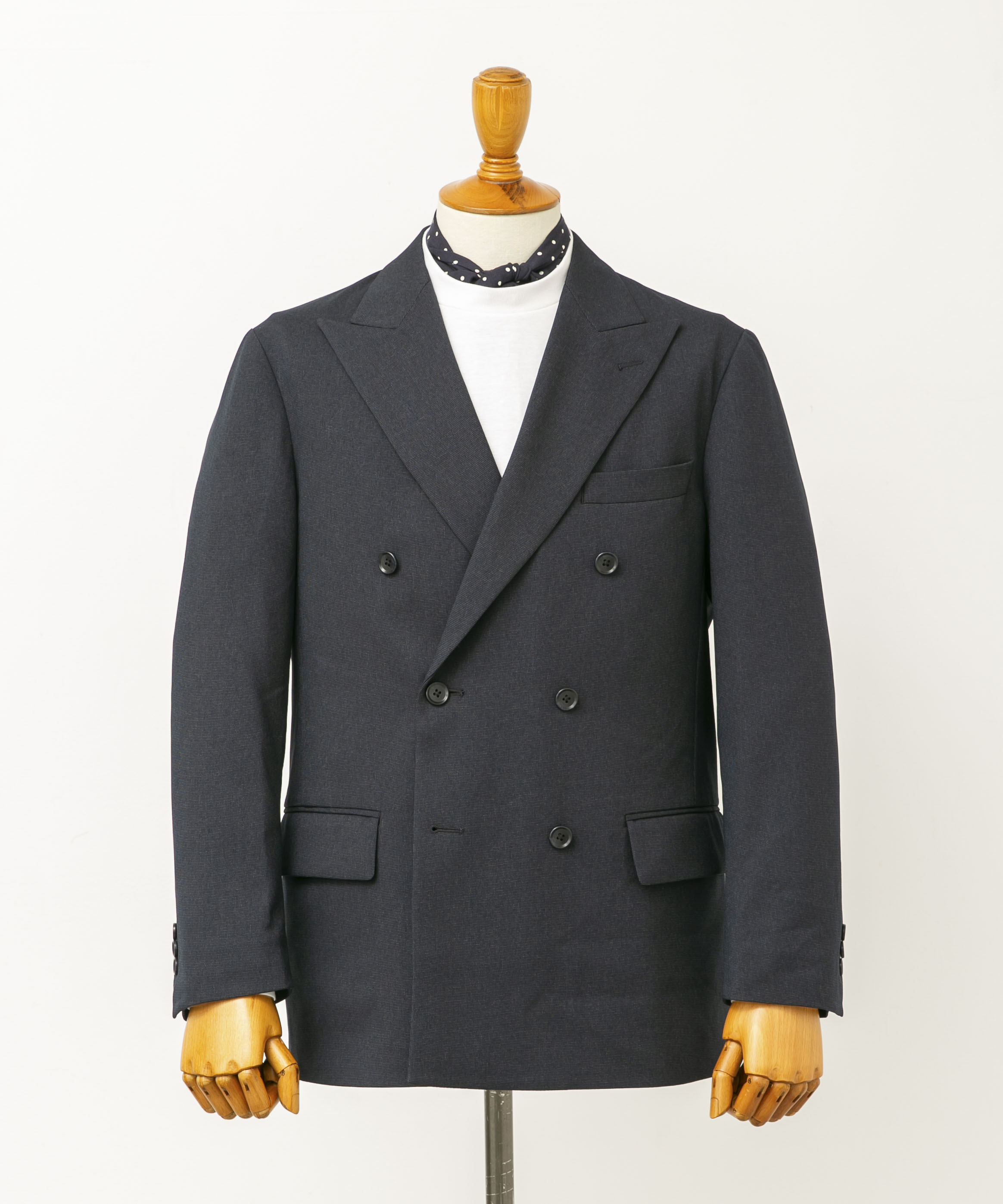 LIFE STYLE TAILOR ピンヘッドツイルストレッチWジャケット(S NAVY