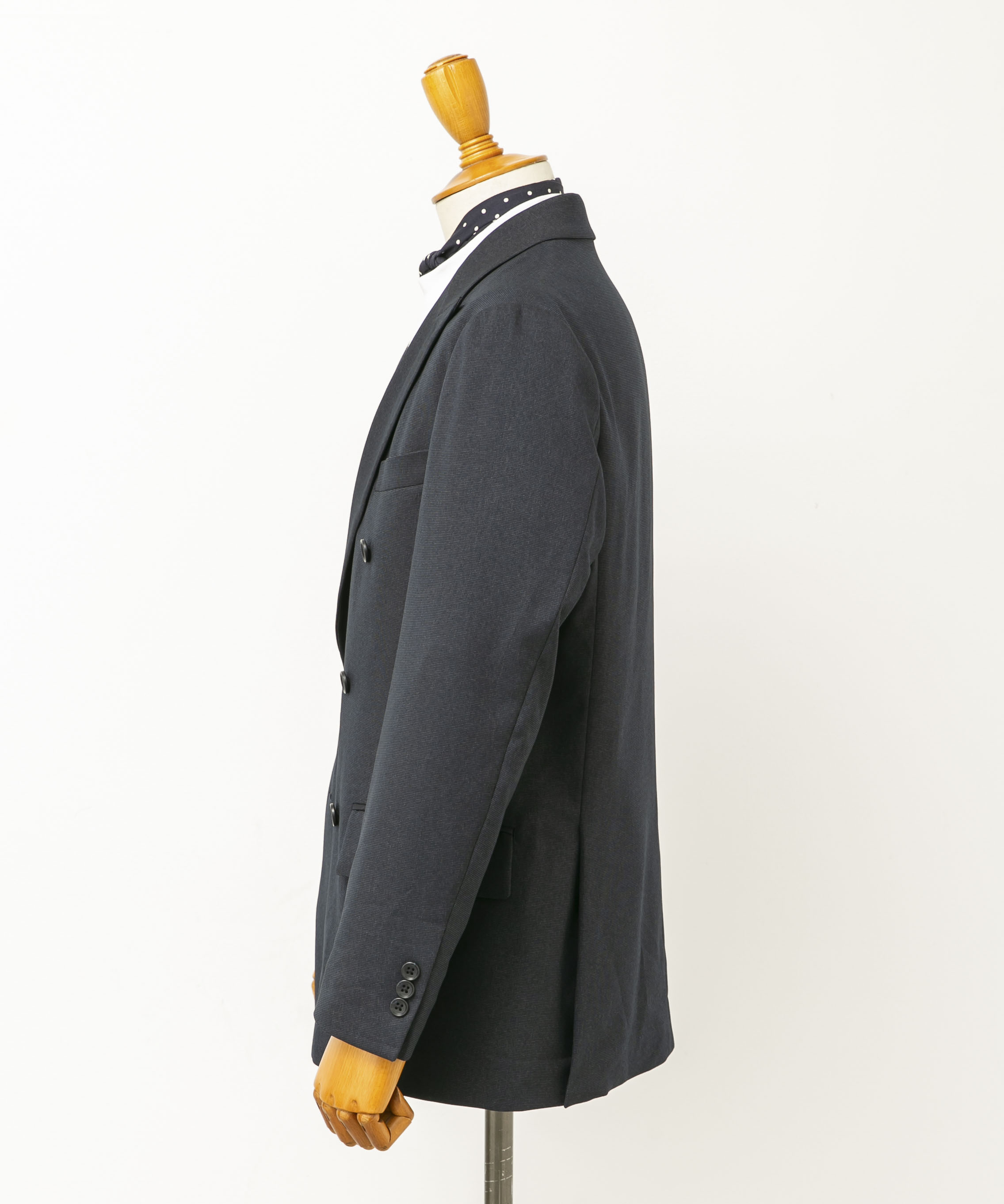 LIFE STYLE TAILOR　ピンヘッドツイルストレッチWジャケット NAVY S