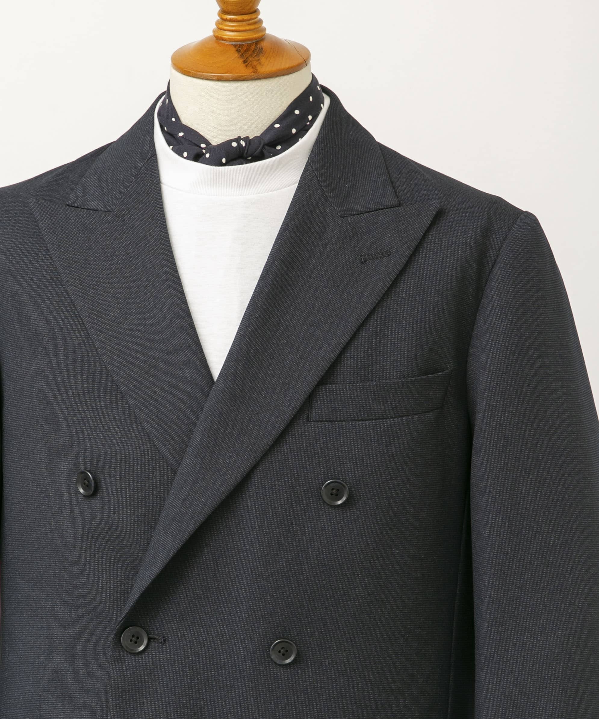 LIFE STYLE TAILOR　ピンヘッドツイルストレッチWジャケット NAVY M