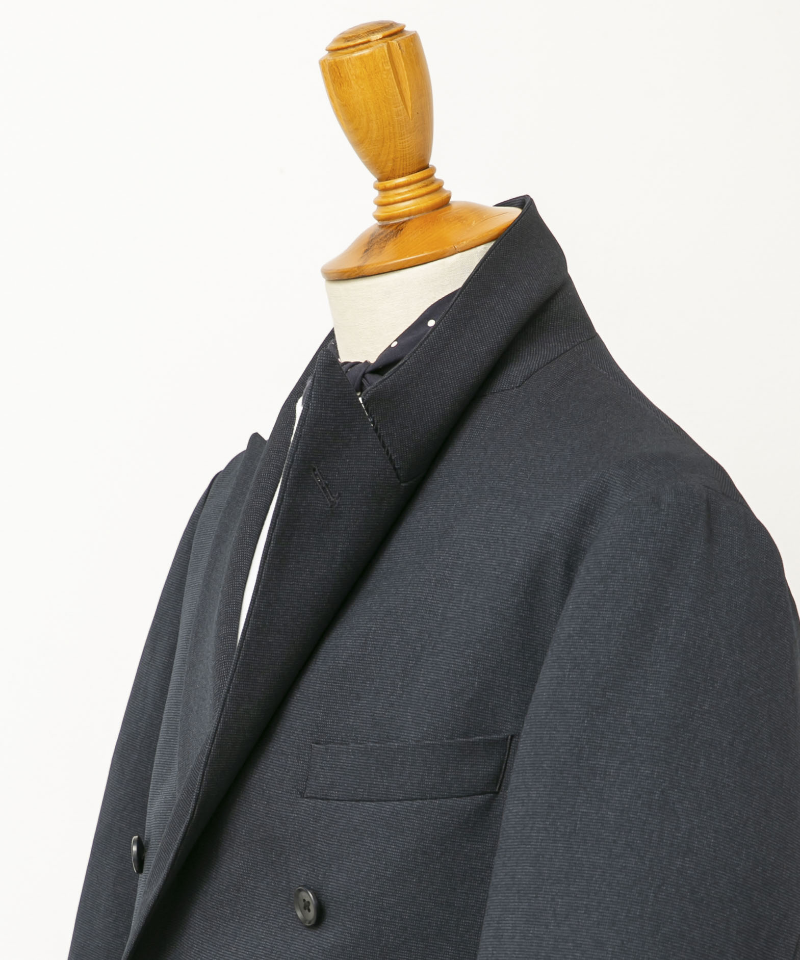 LIFE STYLE TAILOR　ピンヘッドツイルストレッチWジャケット NAVY M