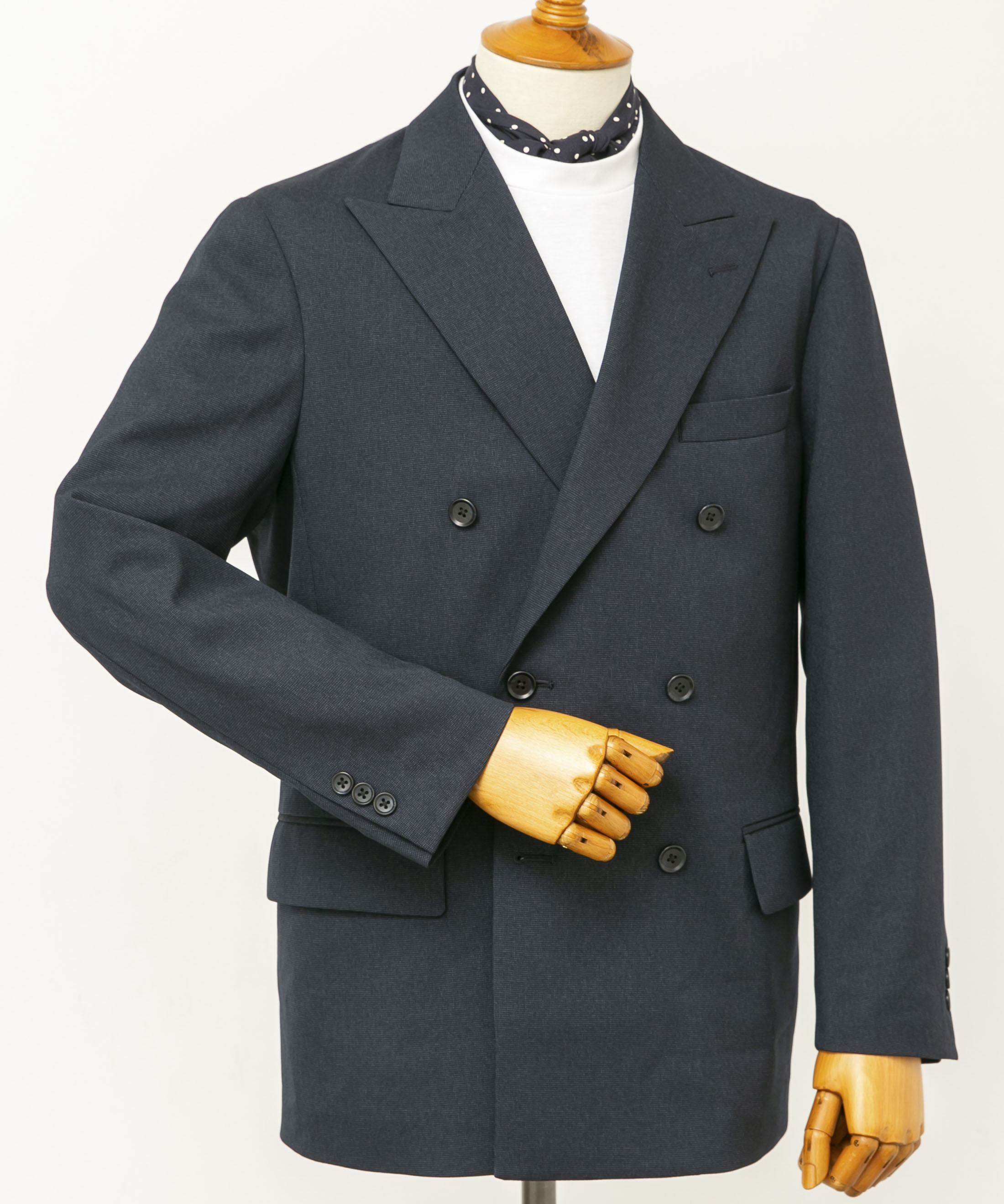 LIFE STYLE TAILOR　ピンヘッドツイルストレッチWジャケット NAVY M